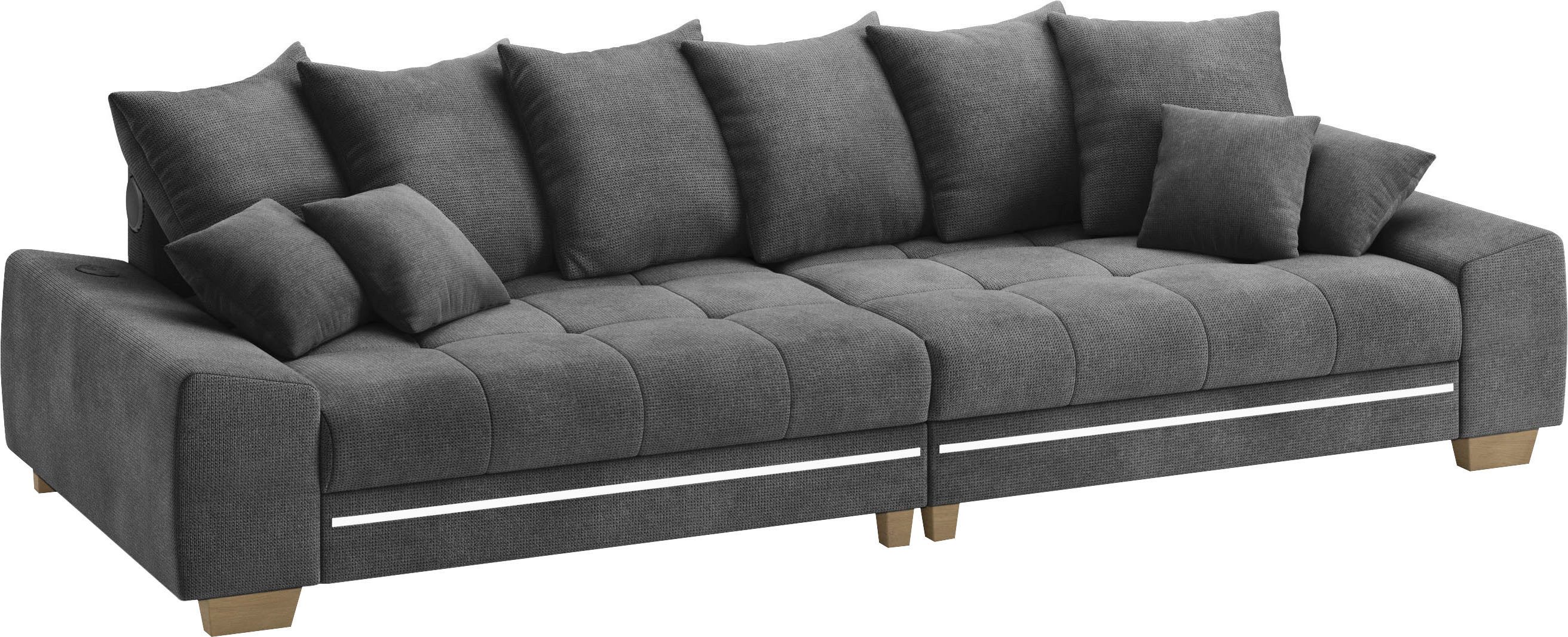 Mr. Couch Megabank Nikita II met rgb-led, bluetooth-geluidssysteem, koudschuim zwart, xxl banken