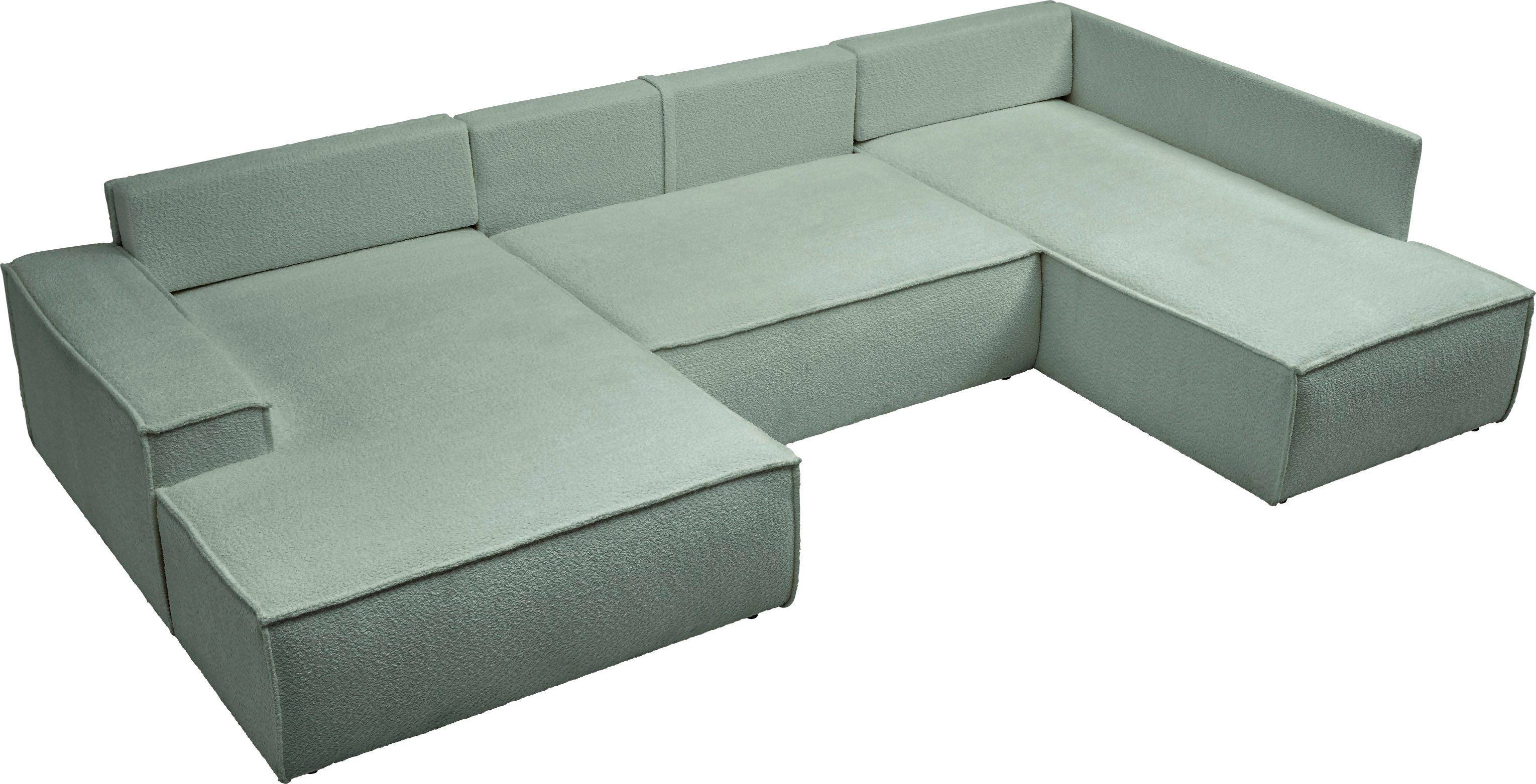 andas Zithoek FINNLEY U-model XXL 329 cm, bedbank, slaapfunctie m. bedkist