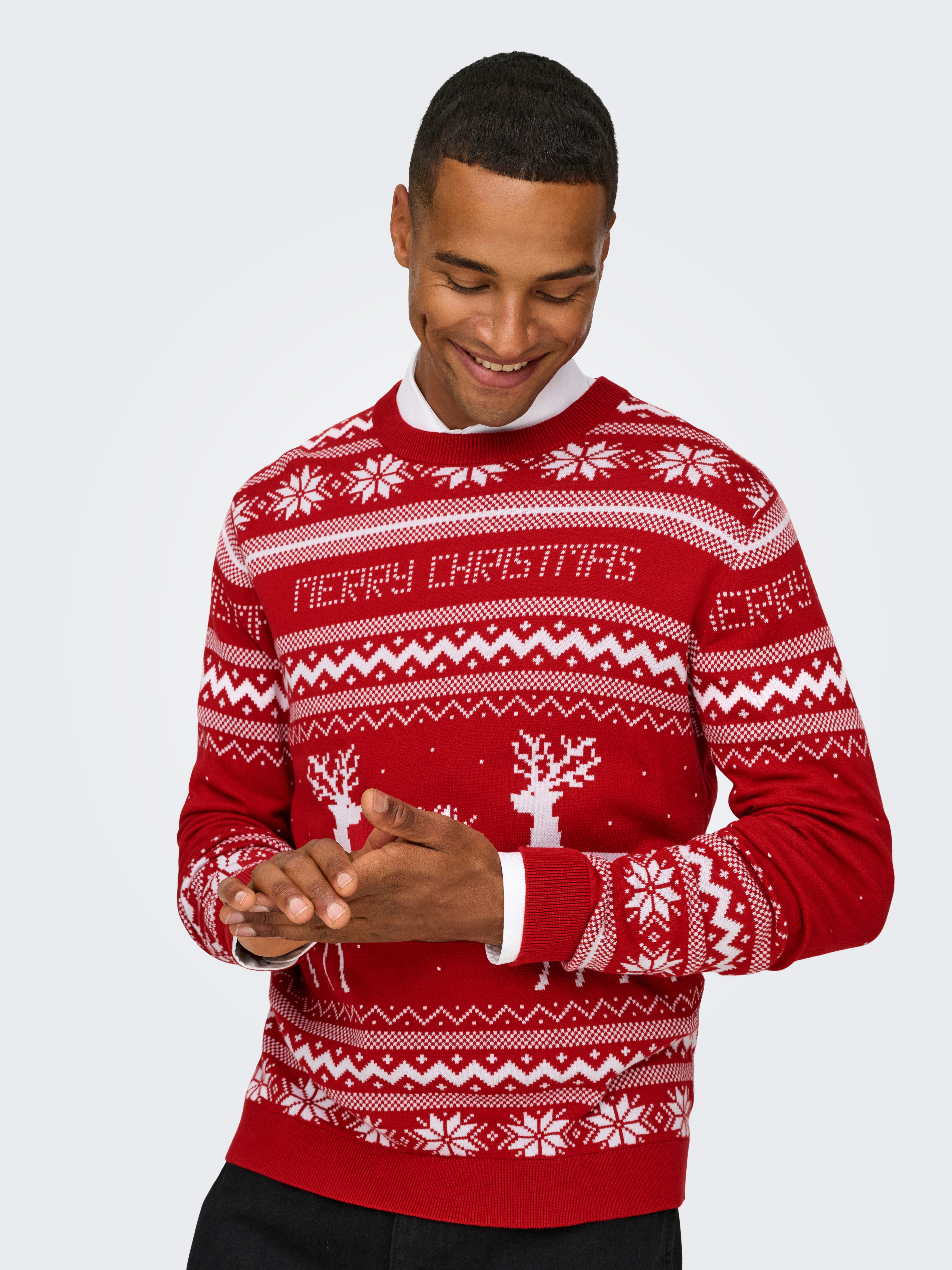 ONLY & SONS Trui met ronde hals ONSXMAS REG 5 JAQ CREW KNIT