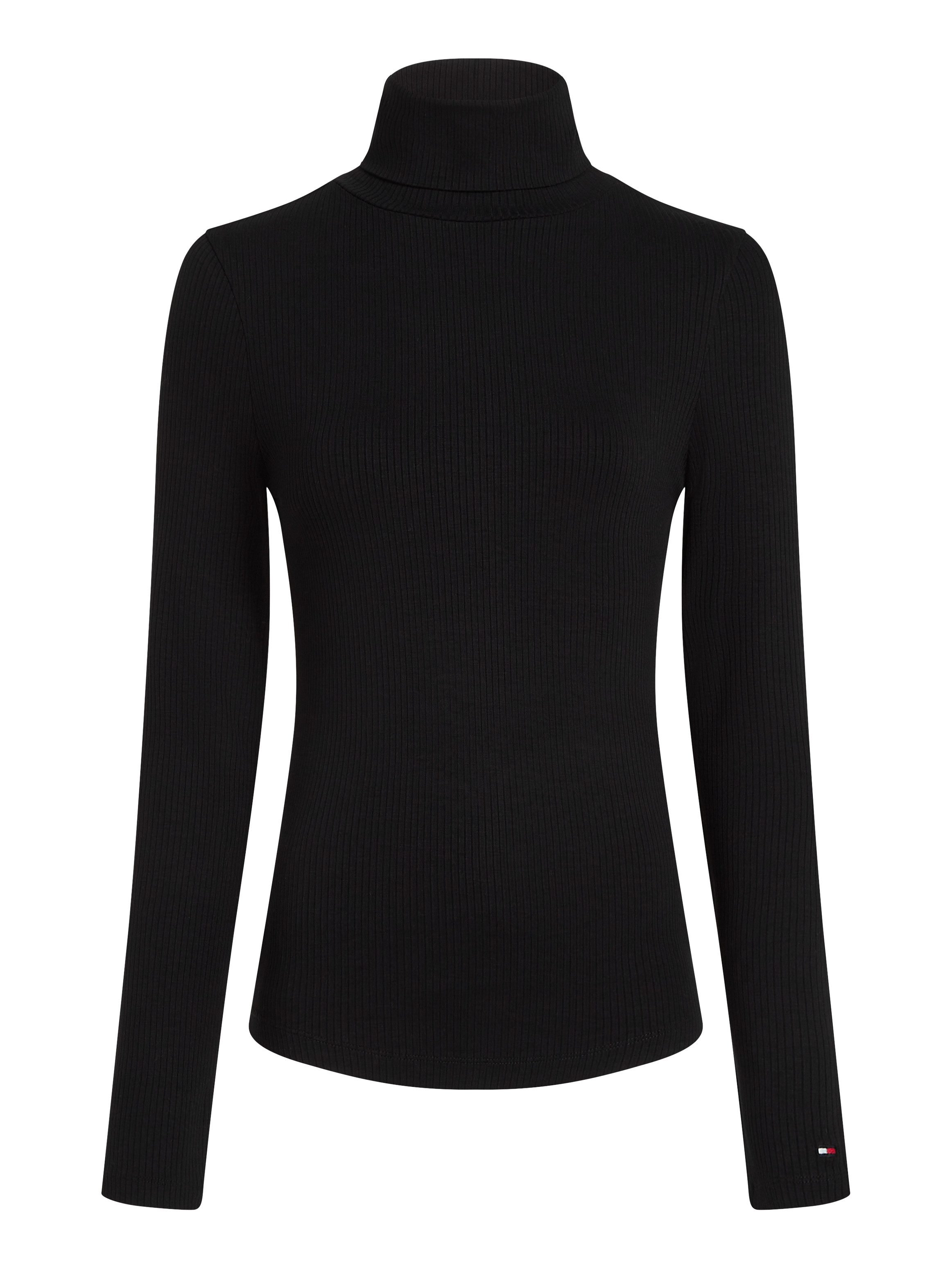 Tommy Hilfiger Shirt met lange mouwen SLIM 5X2 RIB ROLL-NK LS in een geribde structuur