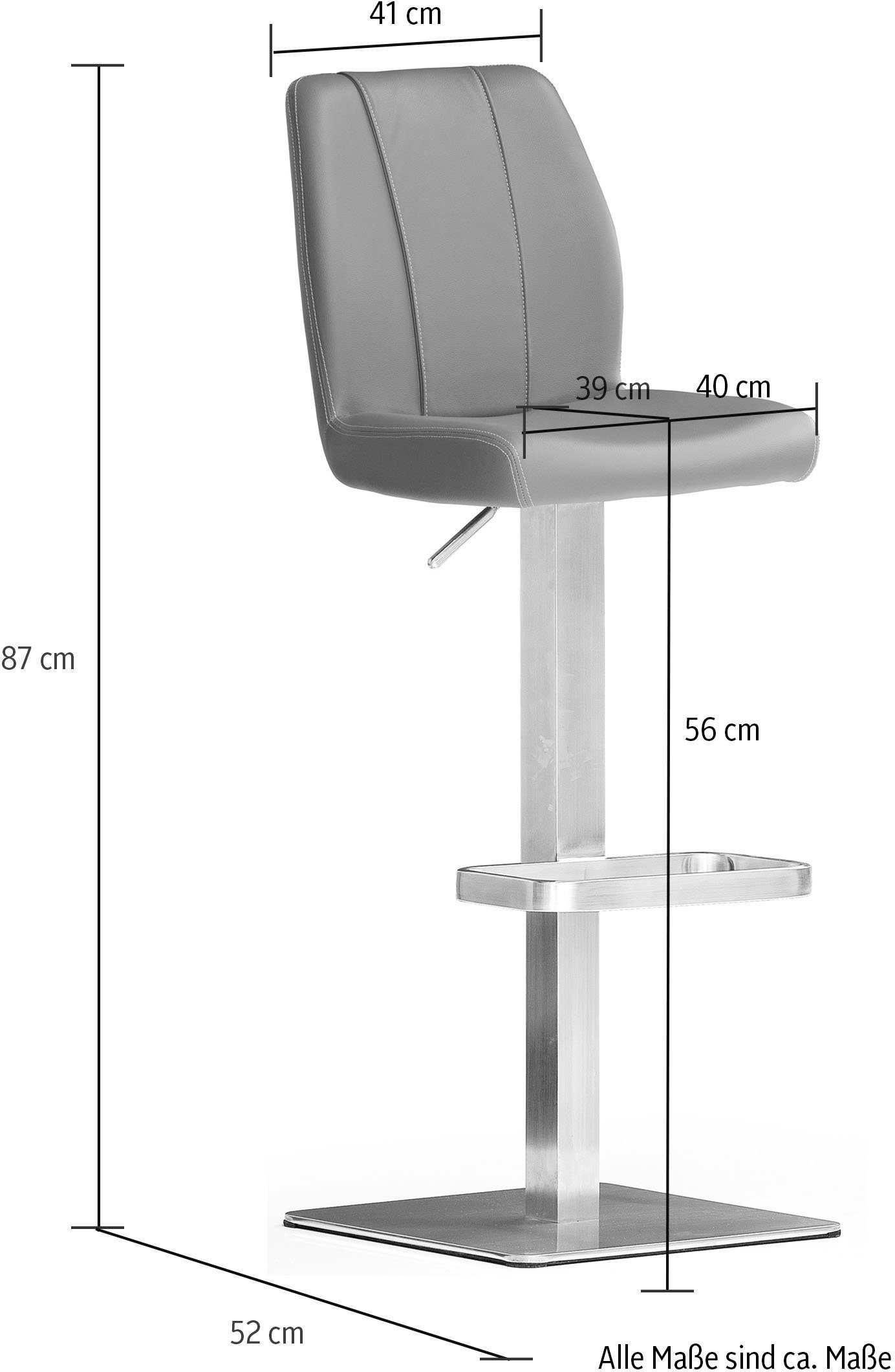 MCA furniture Bistrostoel BARBECOOL met rugleuning, vierkante voetplaat, 180° draaibaar, zithoogte van 56-81 cm