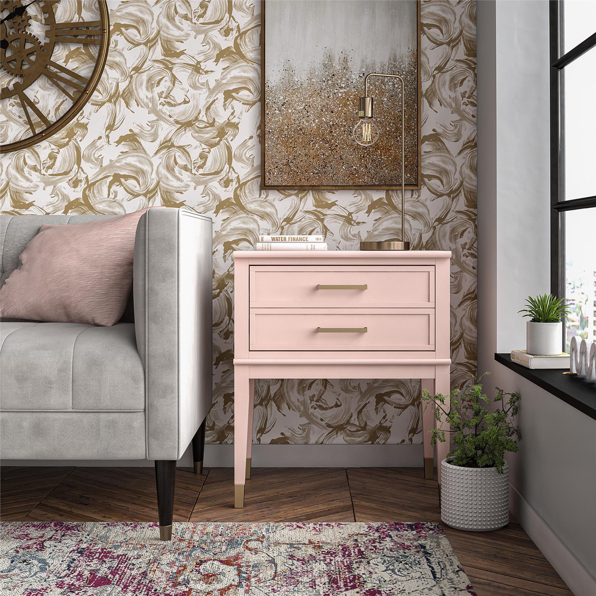 CosmoLiving by Cosmopolitan Bijzettafel Westerleigh 1 lade, van gemakkelijk te onderhouden mdf, poten van massief hout, hoogte 72 cm (1 stuk)