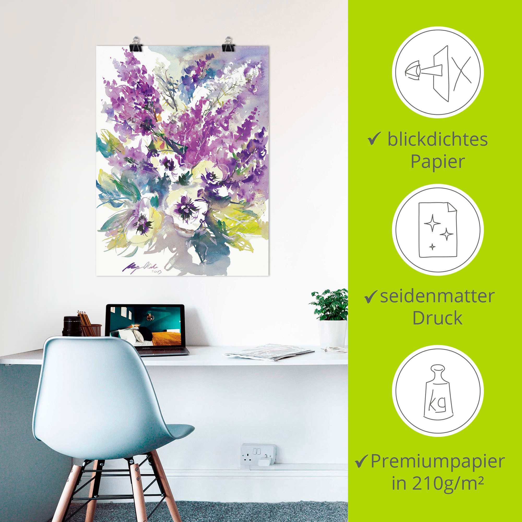 Artland Poster Bos bloemen III als artprint van aluminium, artprint op linnen, muursticker of poster in verschillende maten