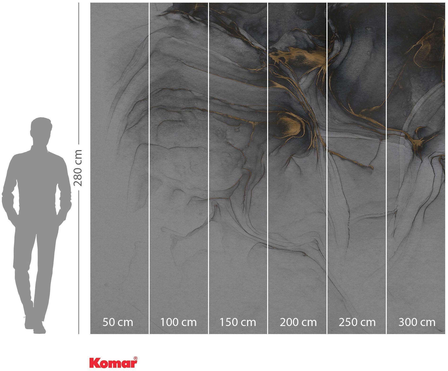 Komar Vliesbehang Digitale print vlies - Ink Gold Flow - Afmeting 300 x 280 cm