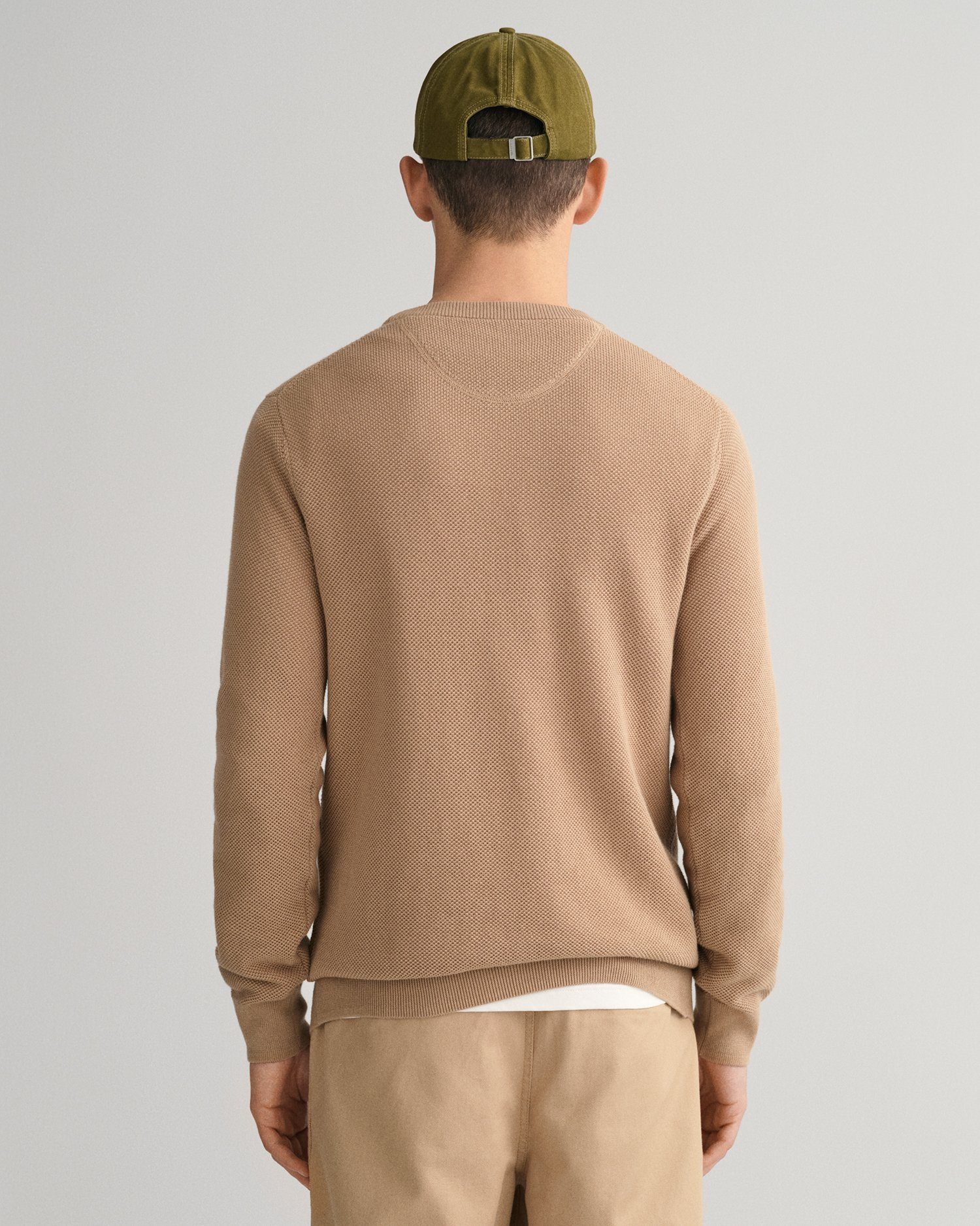Gant Trui met ronde hals COTTON PIQUE C-NECK met logoborduursel op borsthoogte