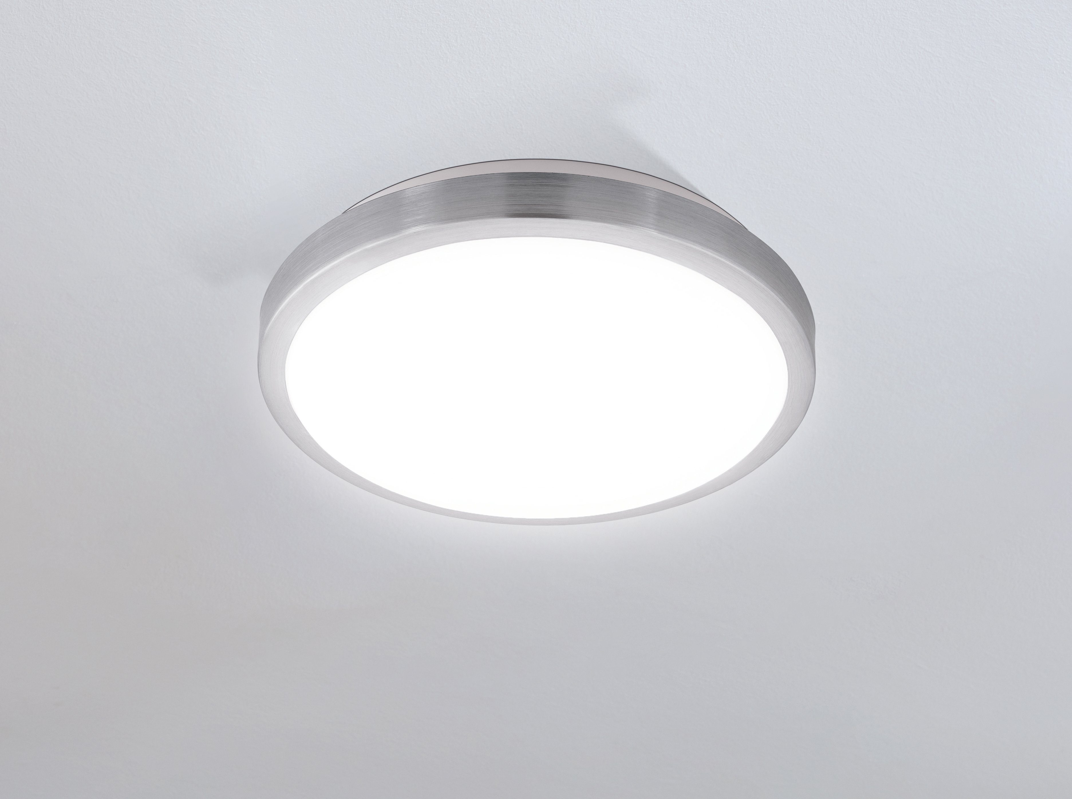 EGLO Led-plafondlamp COMPETA 1 Plafondlamp, staal en kunststof, nikkel mat, wit, Ø: 32,5 cm (1 stuk)
