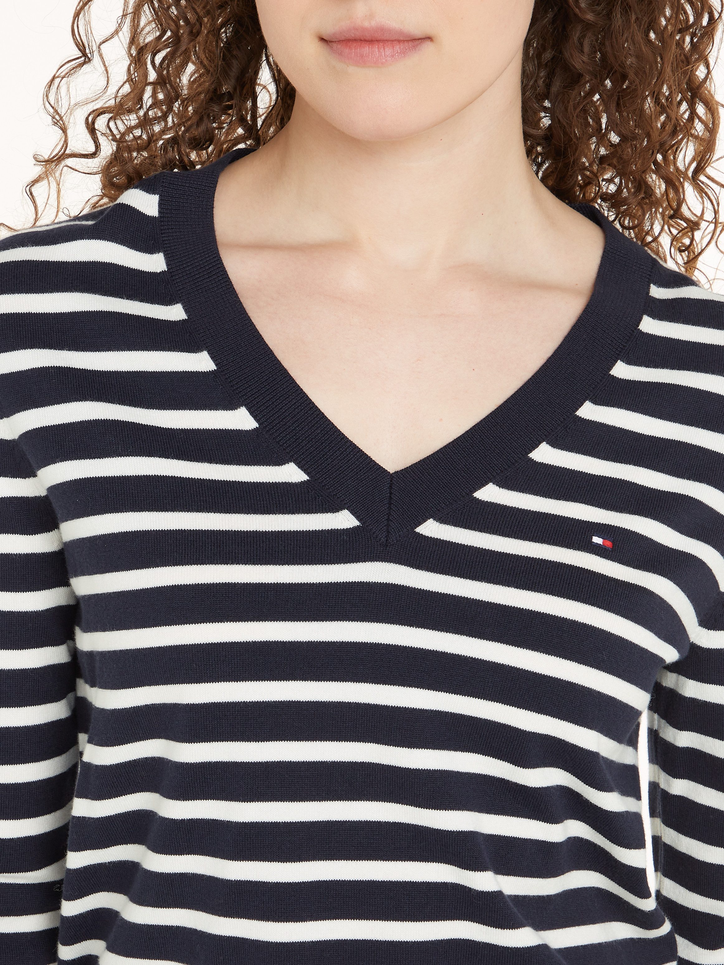 Tommy Hilfiger Trui met V-hals CO JERSEY STITCH V-NK SWEATER met V-hals en rib