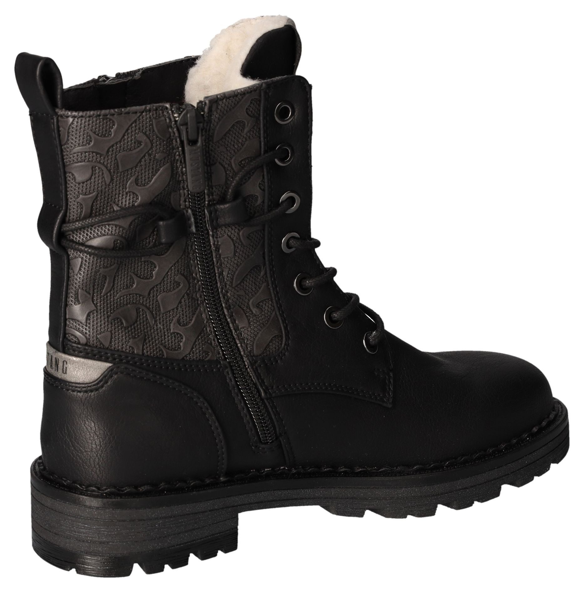 Mustang Shoes Winterlaarzen hakken, winter-enkellaars, veterschoenen, logo-opschriften
