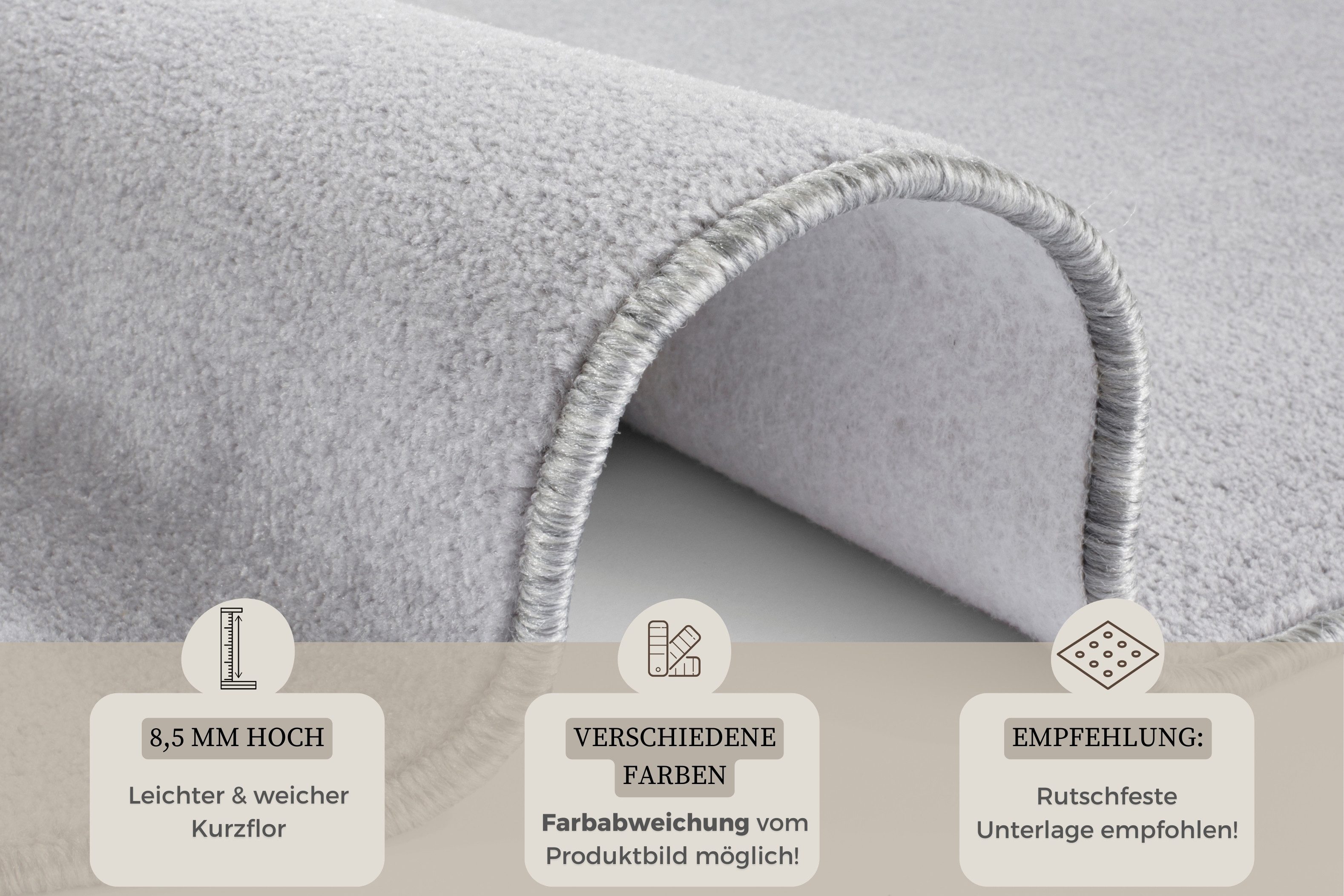 HANSE Home Vloerkleed Shashi Korte pool, unikleur, vloerkleed, zacht, eetkamer, kinderkamer, hal