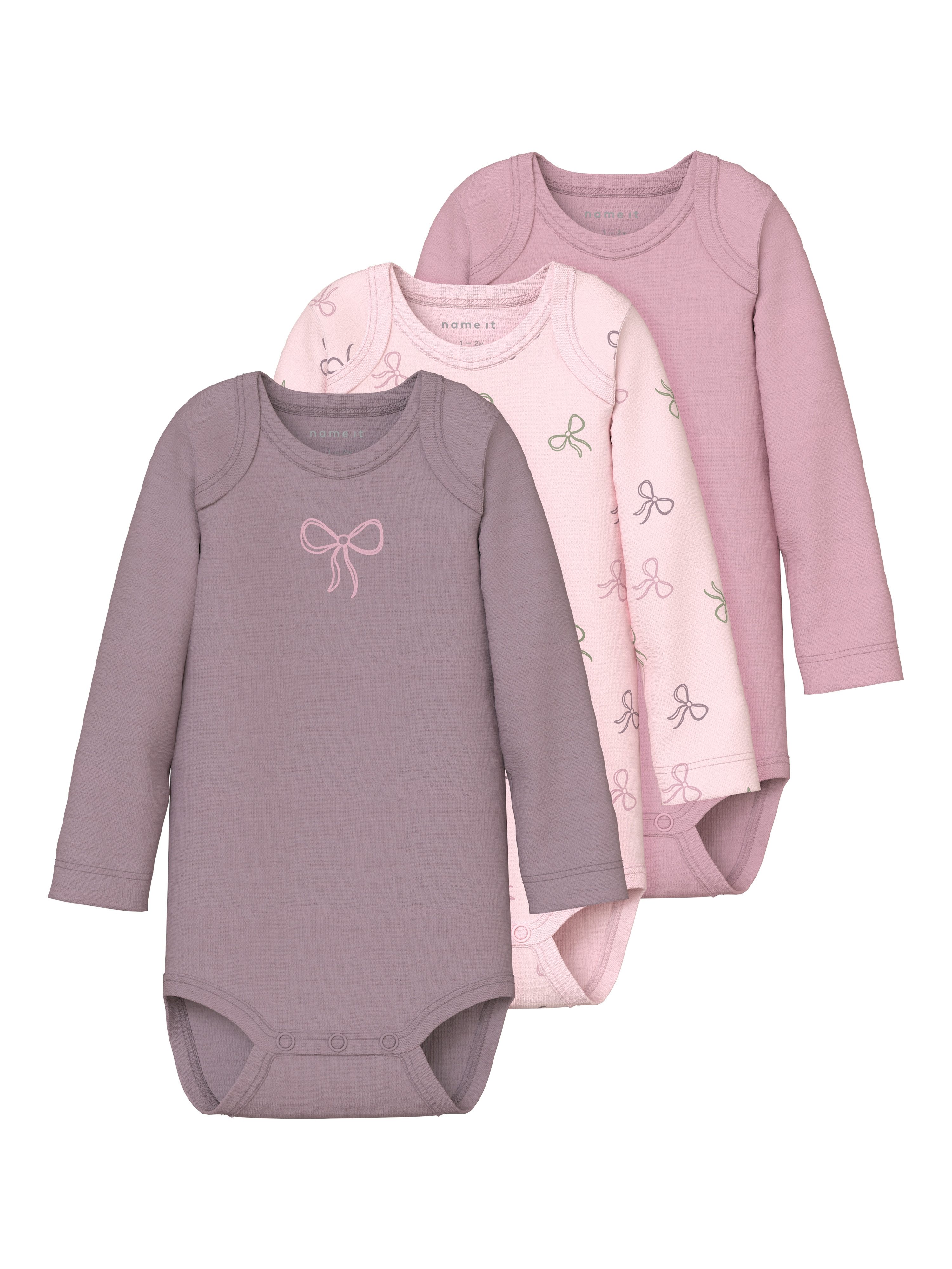 Name It Body met lange mouwen NBFBODY 3P LS BARELY PINK BOW NOOS (set, 3-delig)