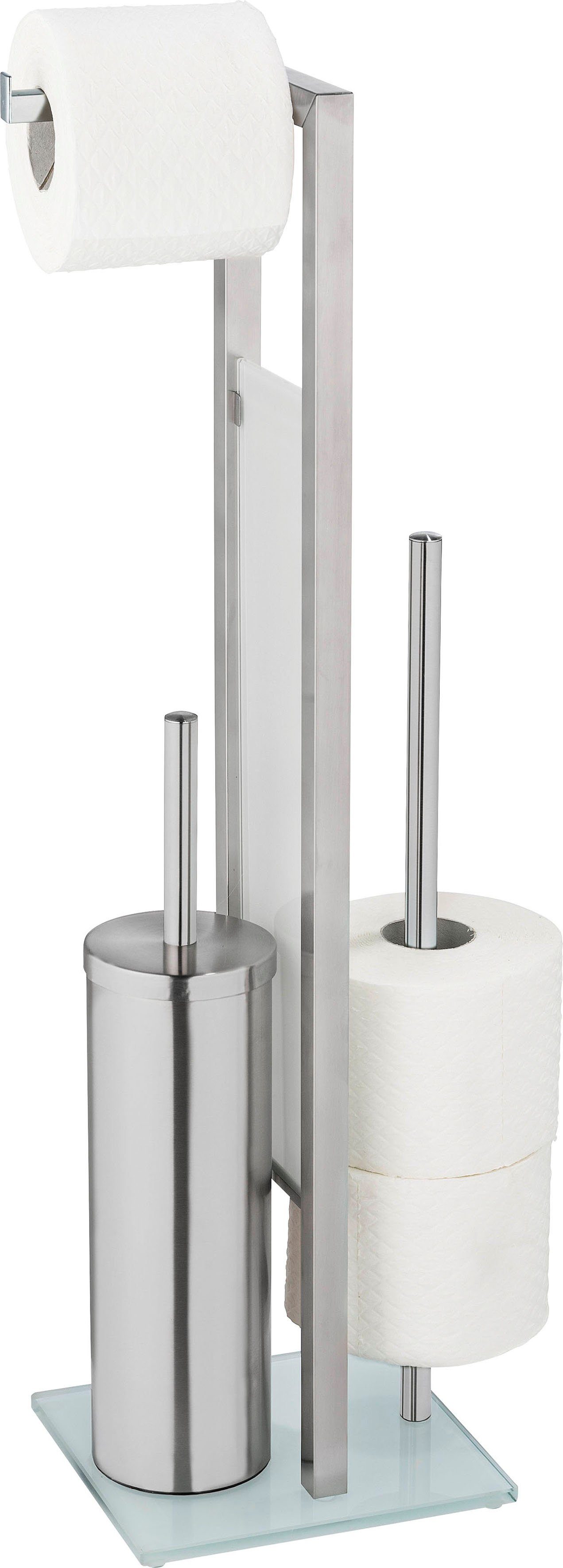 WENKO Toiletset Rivalta edelstaal, met toiletpapier- en voorraadrollenhouder