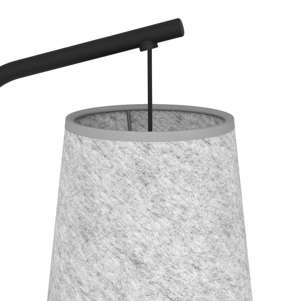 EGLO Staande lamp ALSAGER Vloerlamp, metaal in zwart, grijs vilt, E27 fitting, 170 cm (1 stuk)