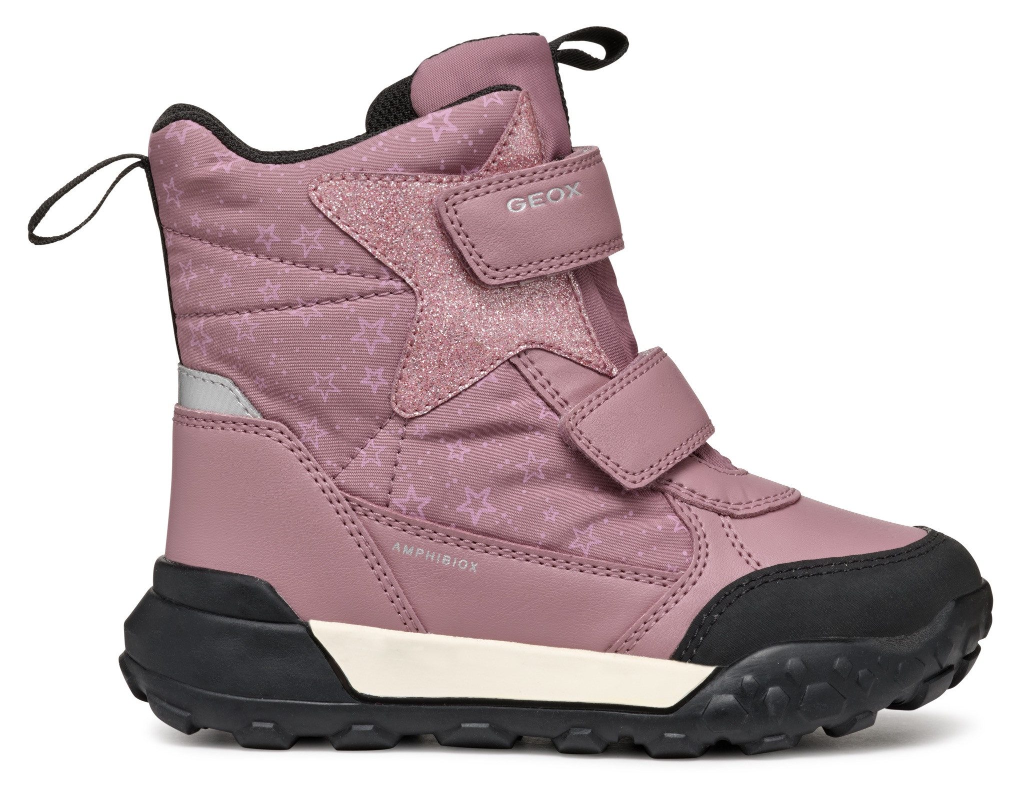 Geox Winterlaarzen J TREKKYUP GIRL B ABX Klittenbandlaarzen, sneeuwlaarzen, winterlaarzen met metallic look