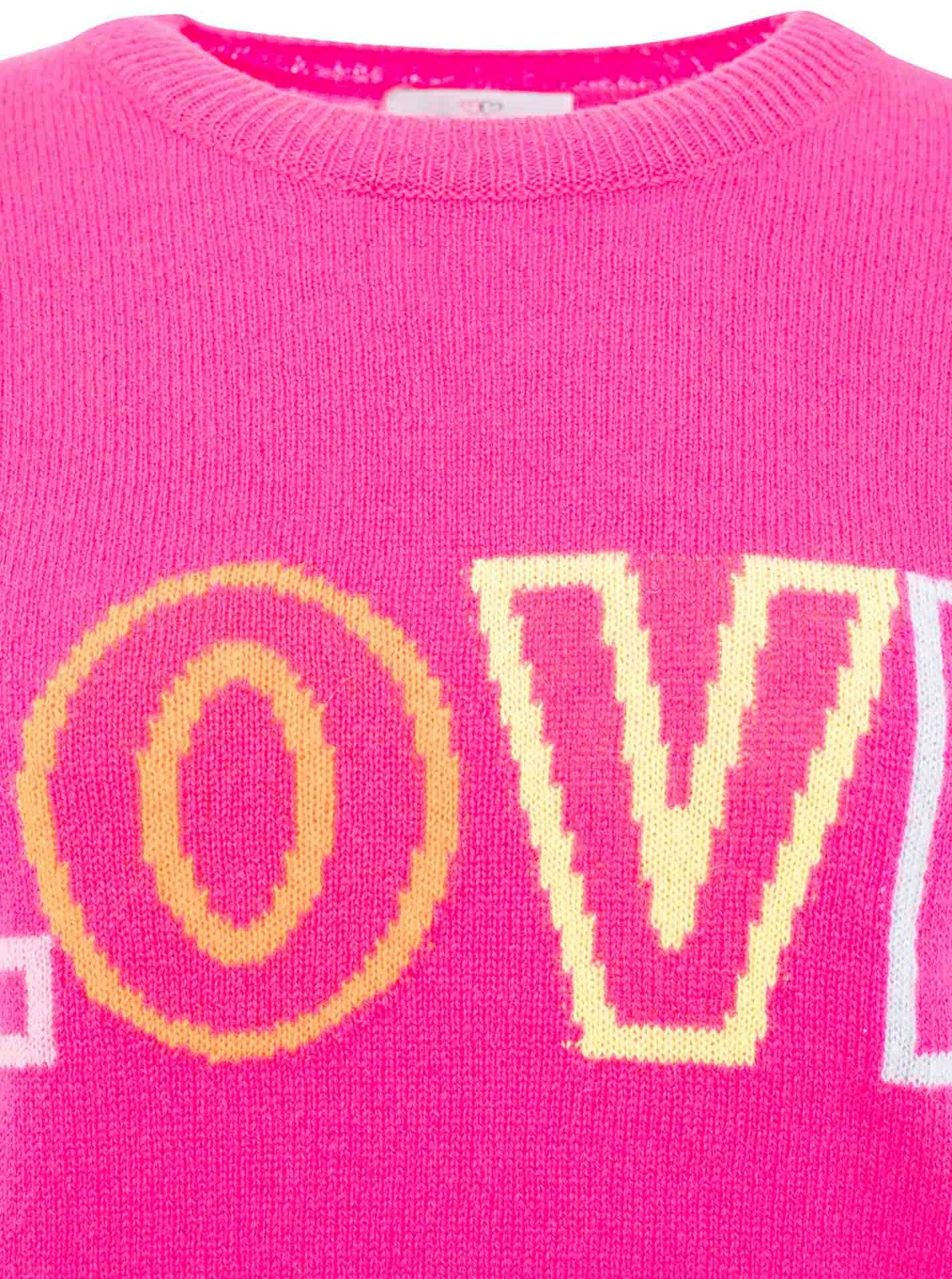 Zwillingsherz Gebreide trui LOVE wording Ronde hals, met LOVE-opschrift in neonkleur