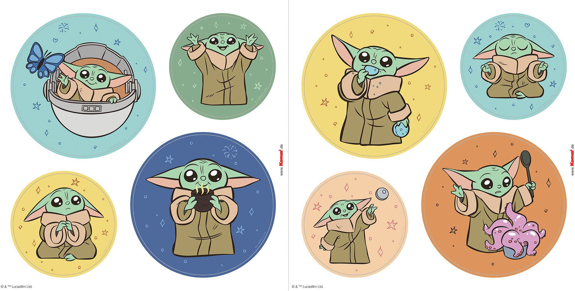 Komar Raamsticker - Grogu - Padawan Bubbles - grootte 30 x 30 cm, 2 vellen (1 stuk)