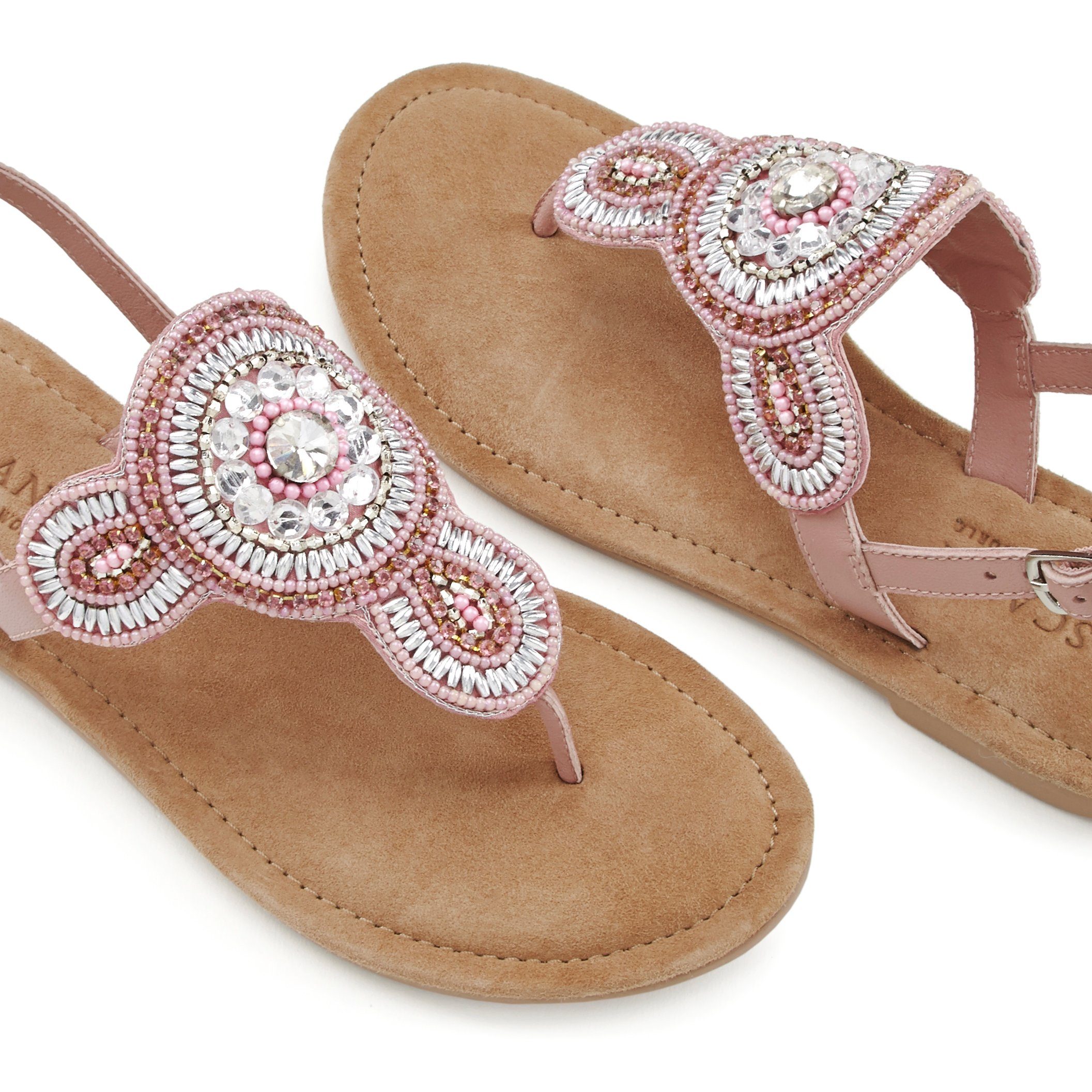 Lascana Teenslippers Sandaal, pantoffel in glitter-look en zachte leren binnenzool