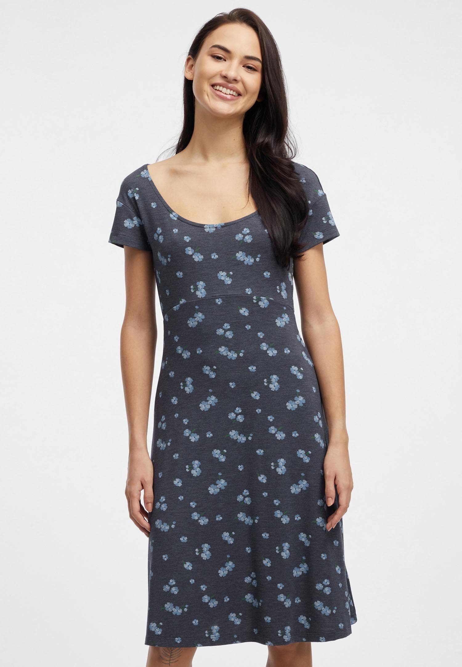 Ragwear Mini-jurk LUNNGO DRESS Uitsnede achter met detail en bloemendruk