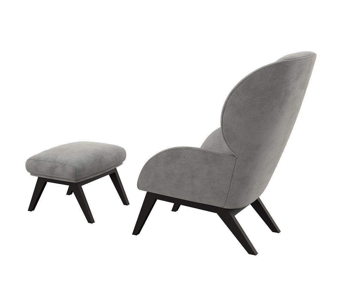 FLEXLUX Oorfauteuil Adria designstoel, loungestoel, Stijl & comfort, organische vorm, zwarte houten voet