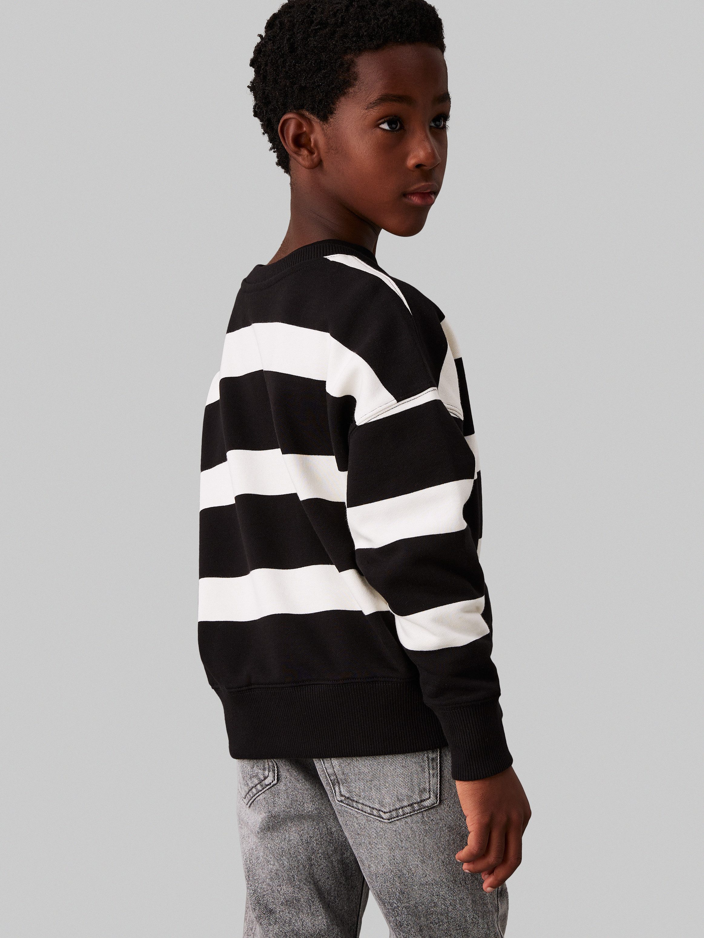 Calvin Klein Sweatshirt Striped Modern Comfort Cn voor kinderen tot 16 jaar en met logo-patch