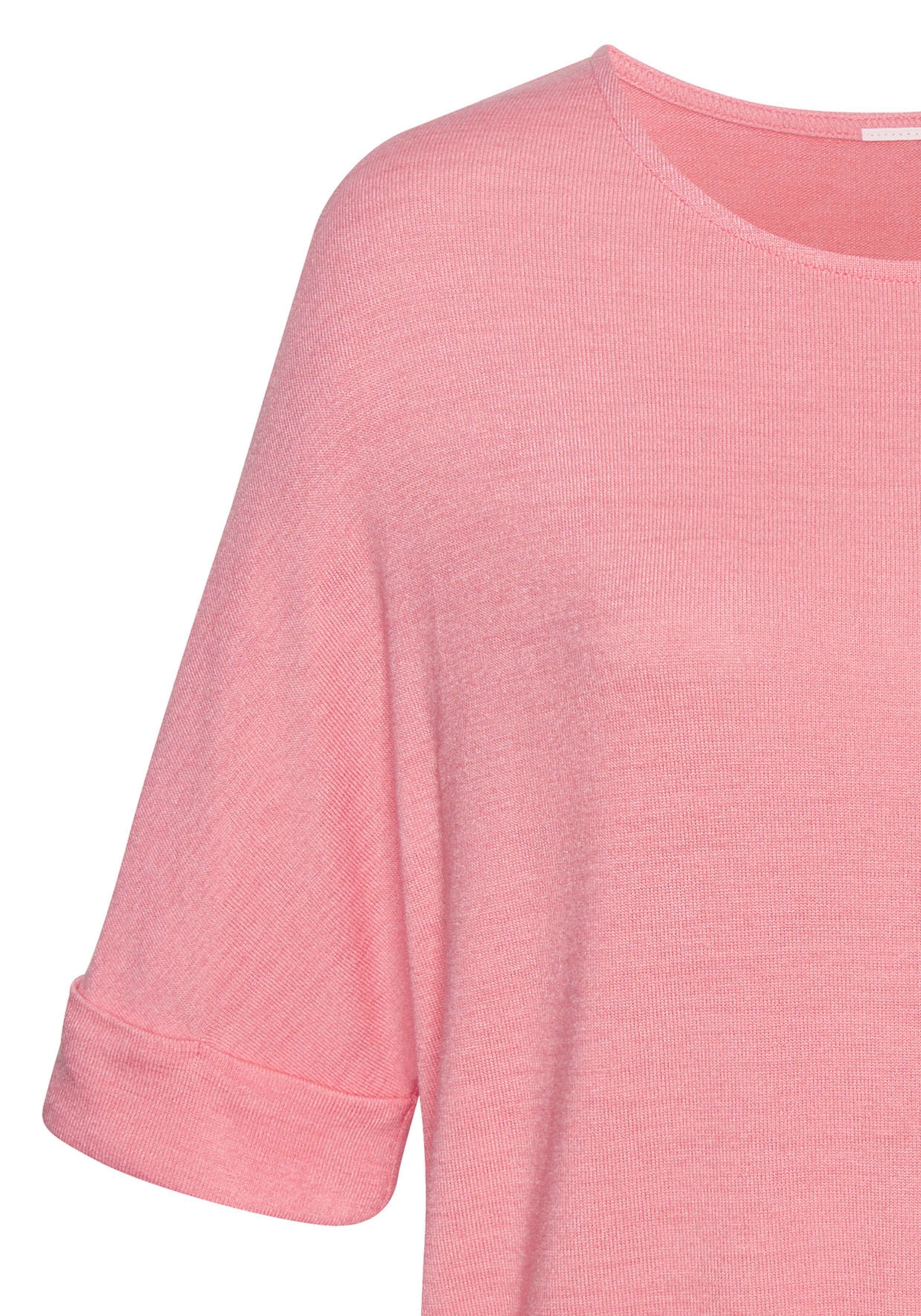 Lascana Shirt met ronde hals Met brede mouwomslag van zacht viscose-fijntricot