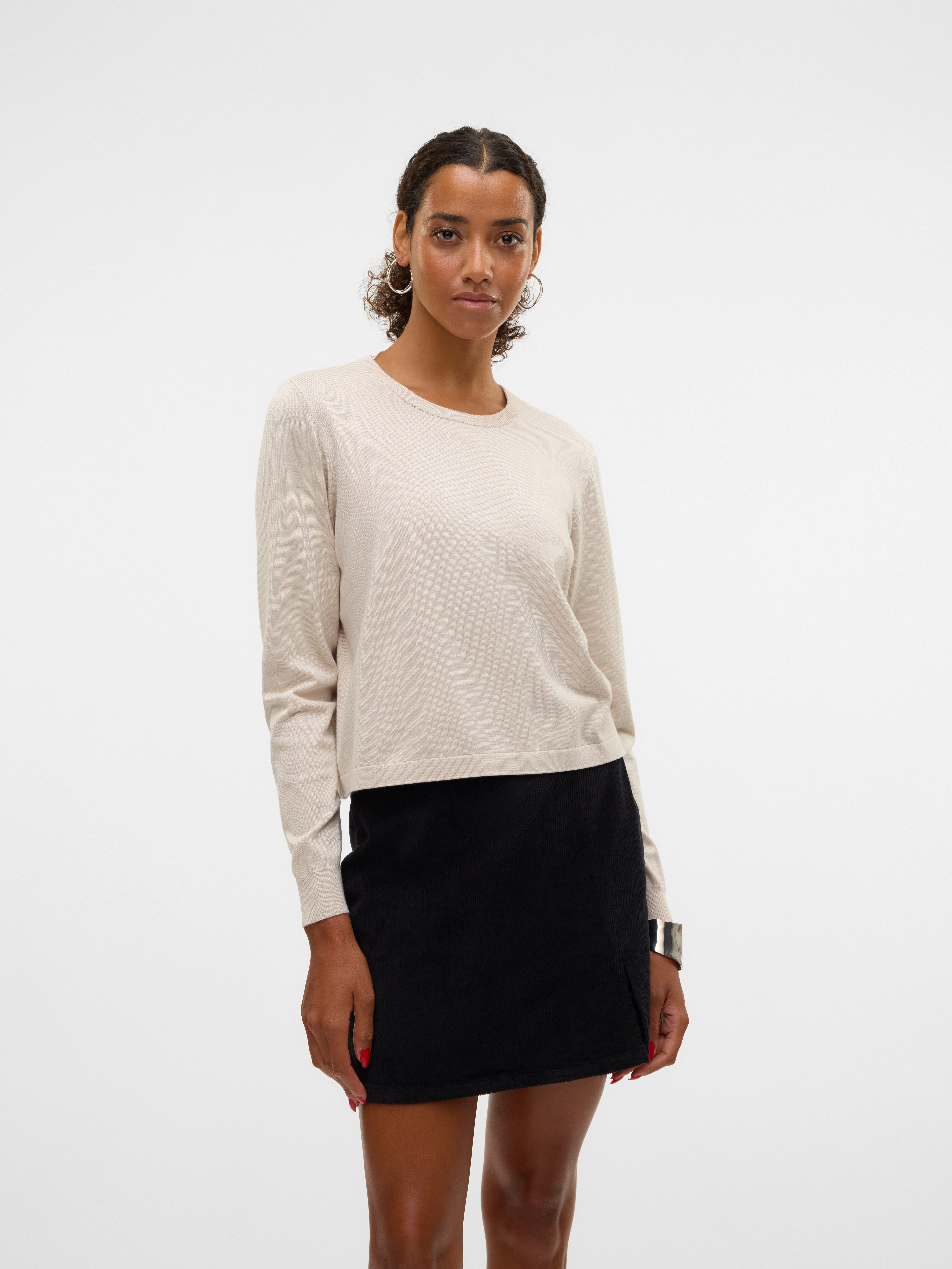 Vero Moda Gebreide trui VMSILJE LS O-NECK SHORT PULLOVER GA NOOS