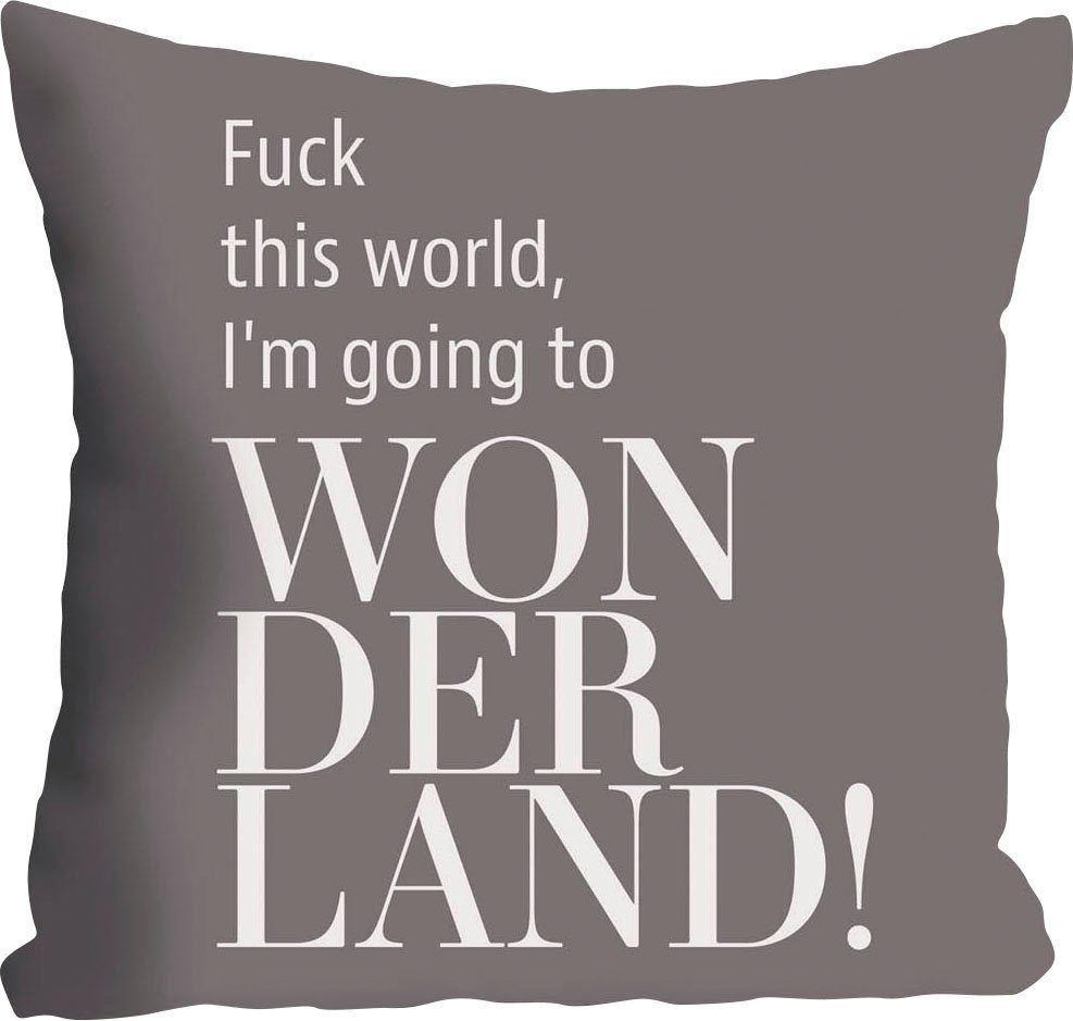 queence Sierkussen Wonderland met opschrift, kussenovertrek zonder vulling(1 stuk)