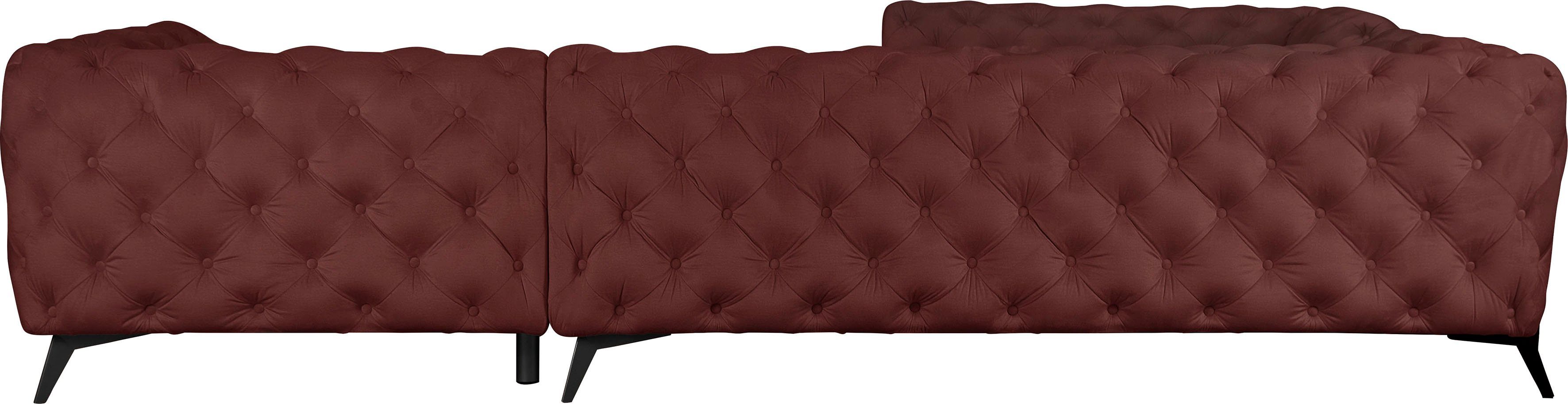 Leonique Chesterfield-bank Amaury L-vorm grote hoekbank, chesterfield-look, breedte 323 cm, kleur van de poten ter keuze