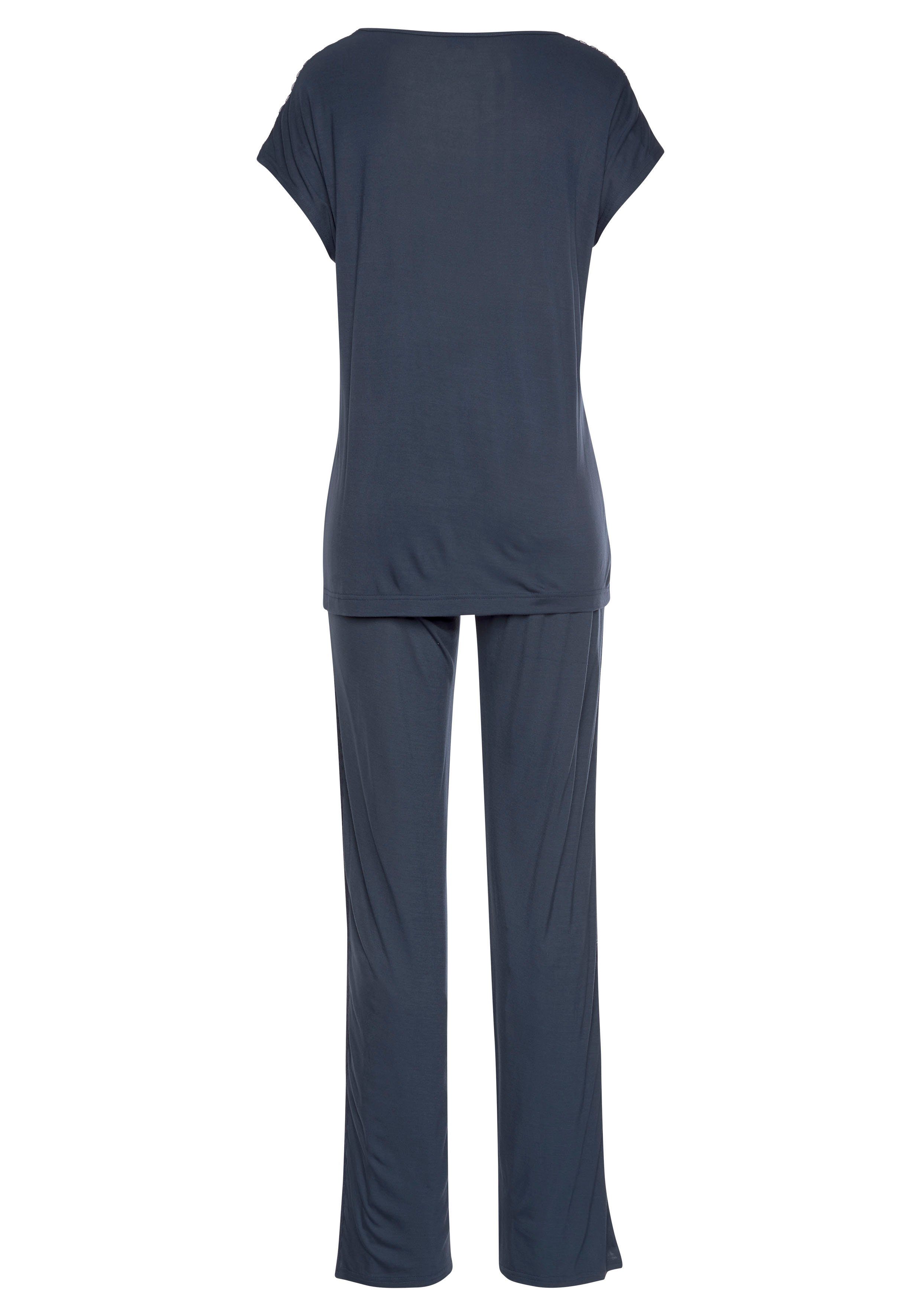 Lascana Pyjama met opgestikte kanten details (2-delig, 1 stuk)