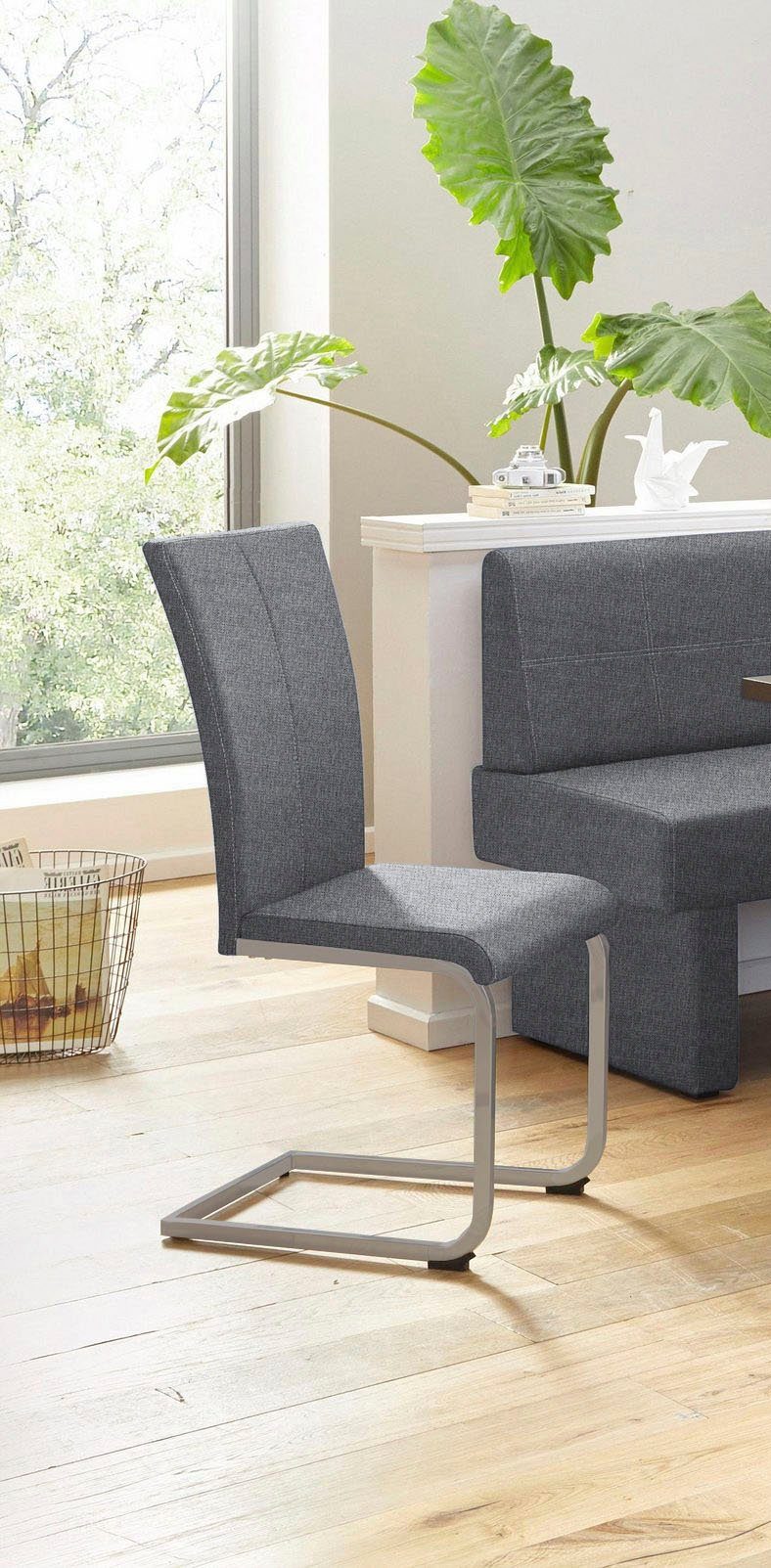 Home affaire Vrijdragende stoel Nils Stoel belastbaar tot 120 kg, frame metaal in chroom-look of zwart (set, 2 stuks)