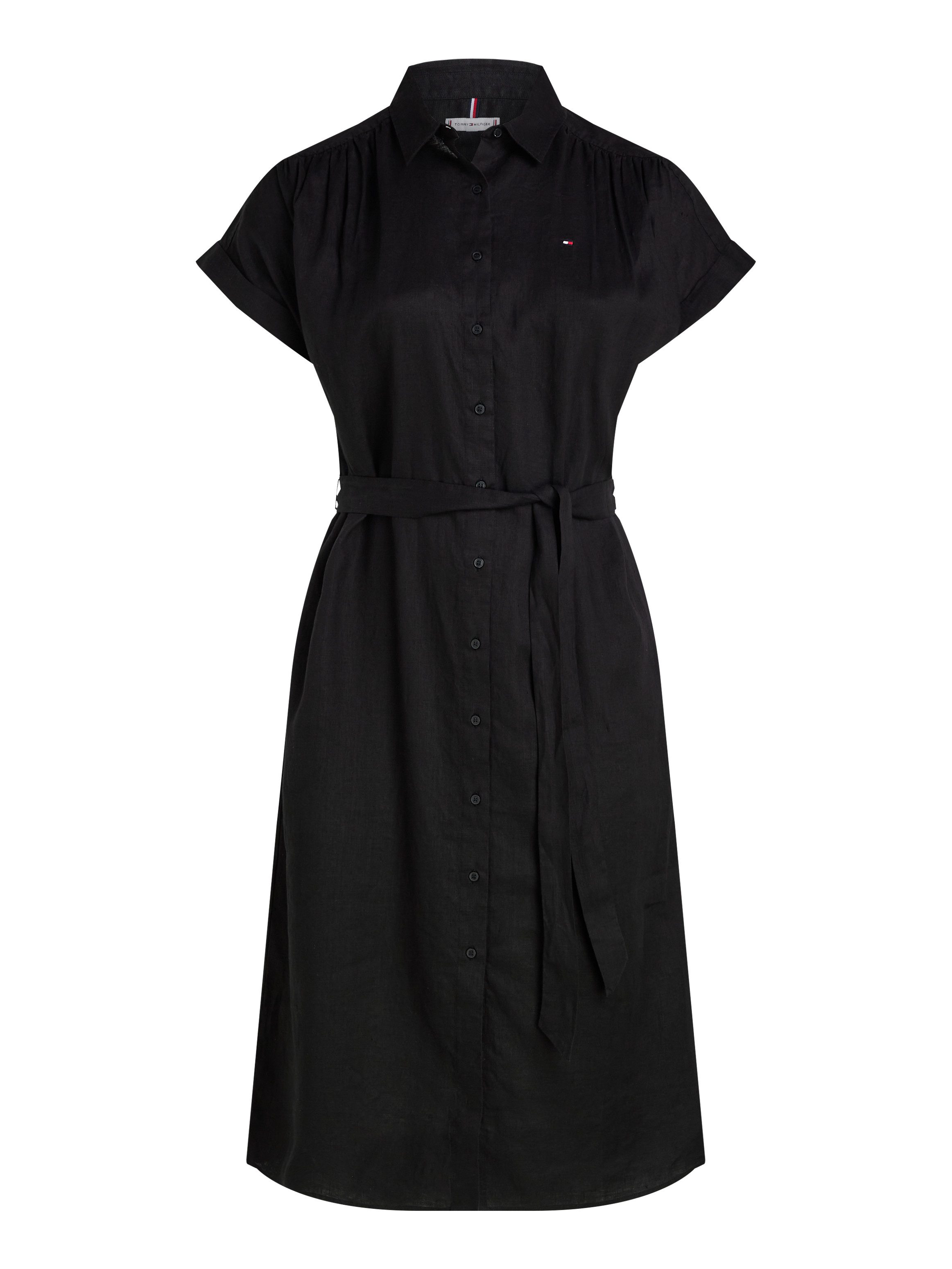 Tommy Hilfiger Curve Midi-jurk CRV ESS LI BELTED S/S MIDI DRESS in grote maten, met riem, logo borduurwerk