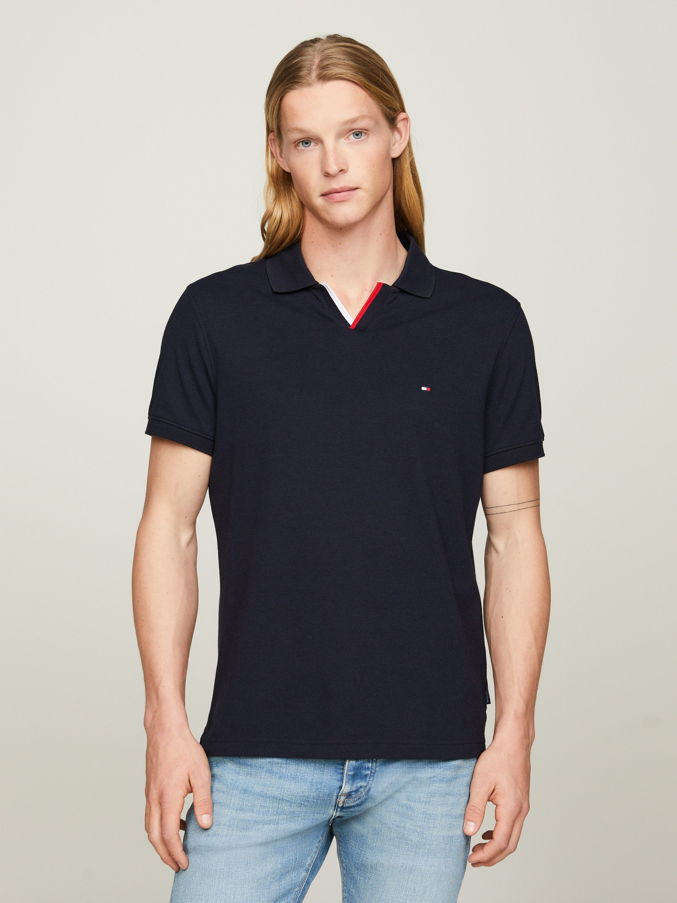 Tommy Hilfiger Klassieke Polo met Gestreepte Kraag Blue Heren