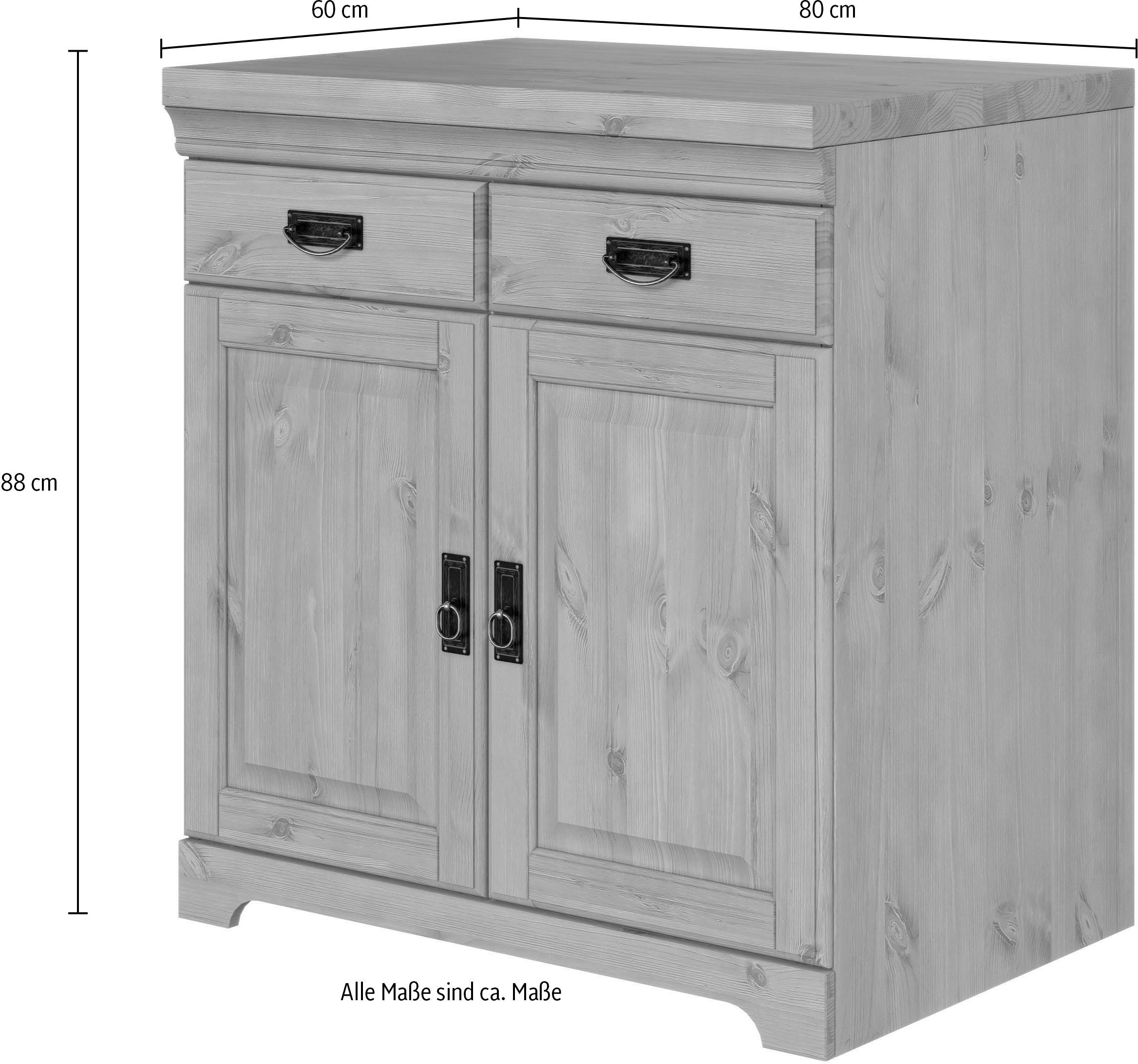 Home affaire Gootsteenkast Rügen Breedte 80 cm, massief grenen, met 2 deuren