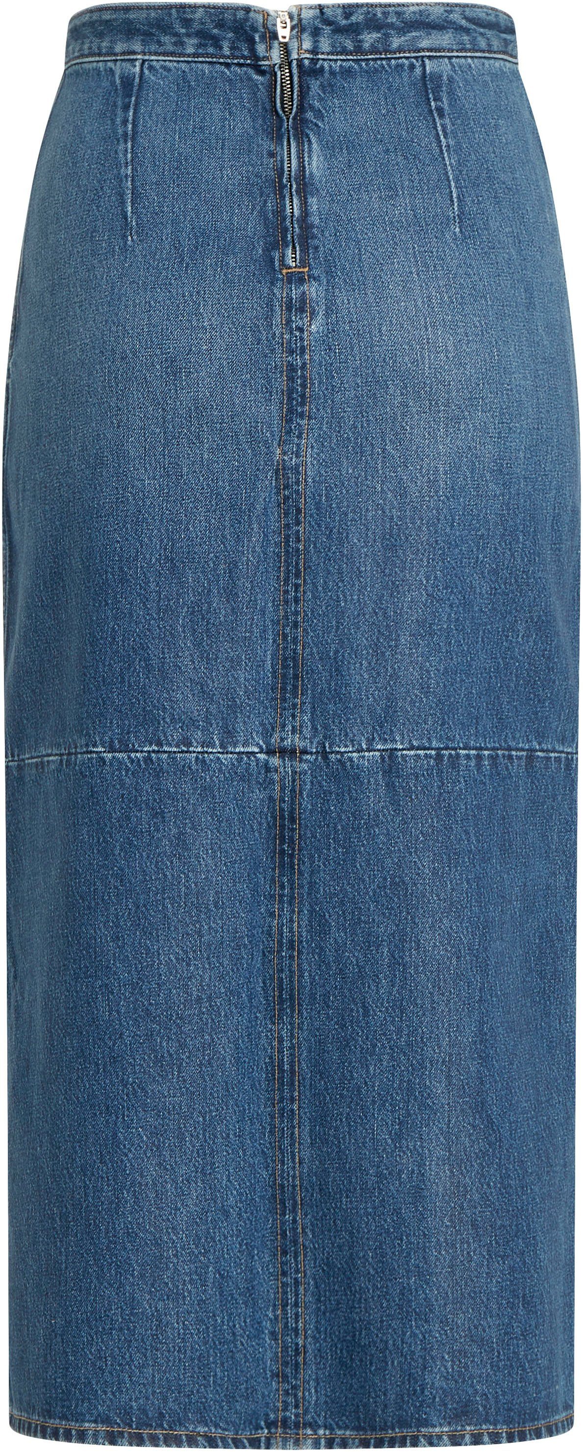 Tommy Hilfiger Kokerrok DNM MIDI SKIRT HW BETH CTD Geweven rok met Tommy Hilfiger vlag
