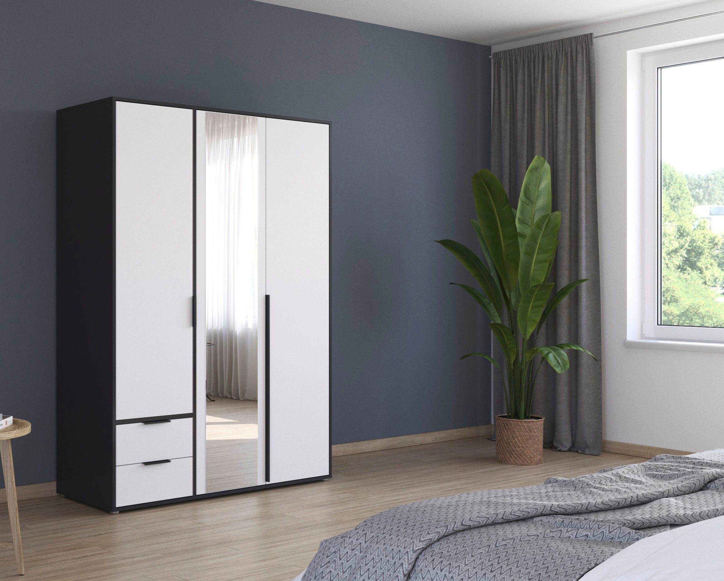 rauch Draaideurkast Kledingkast Kast Garderobe Wasmand NAGATA met Spiegel und schubladen sowie stangengriffen topseller made in germany