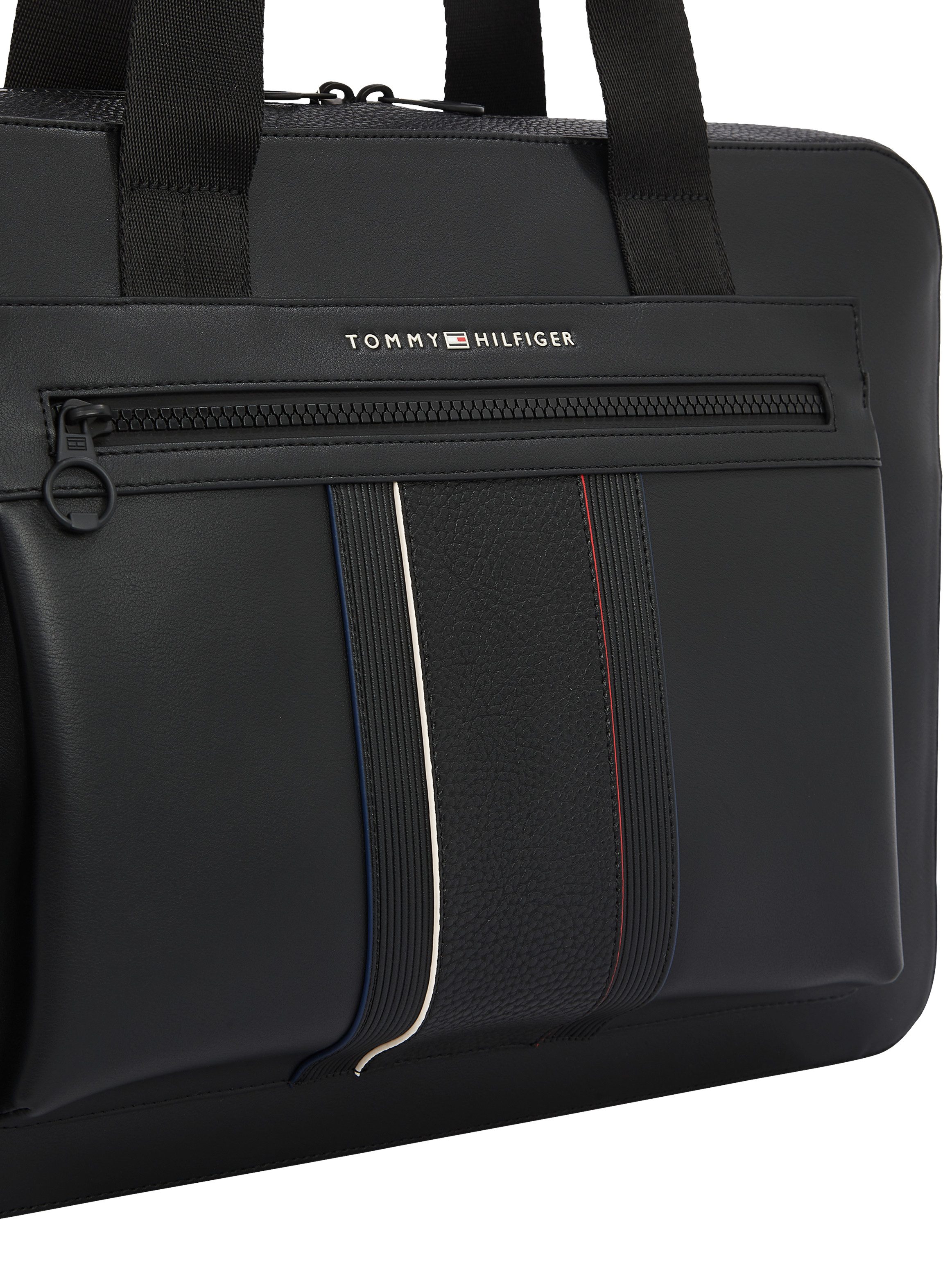 Tommy Hilfiger Laptoptas TH FOUNDATION COMPUTER BAG , dames messengerbag, handtas, schoudertas met rits