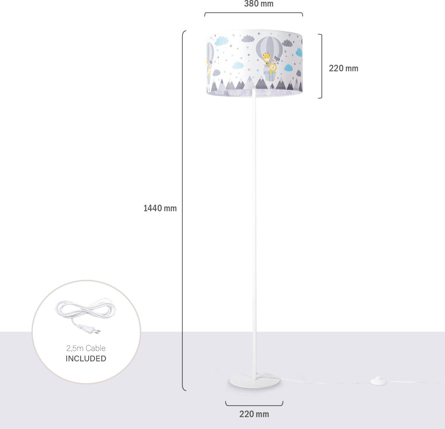 Paco Home Staande lamp Cosmo 343 Lamp kinderkamer kindlamp babykamer E27 luchtballon dieren