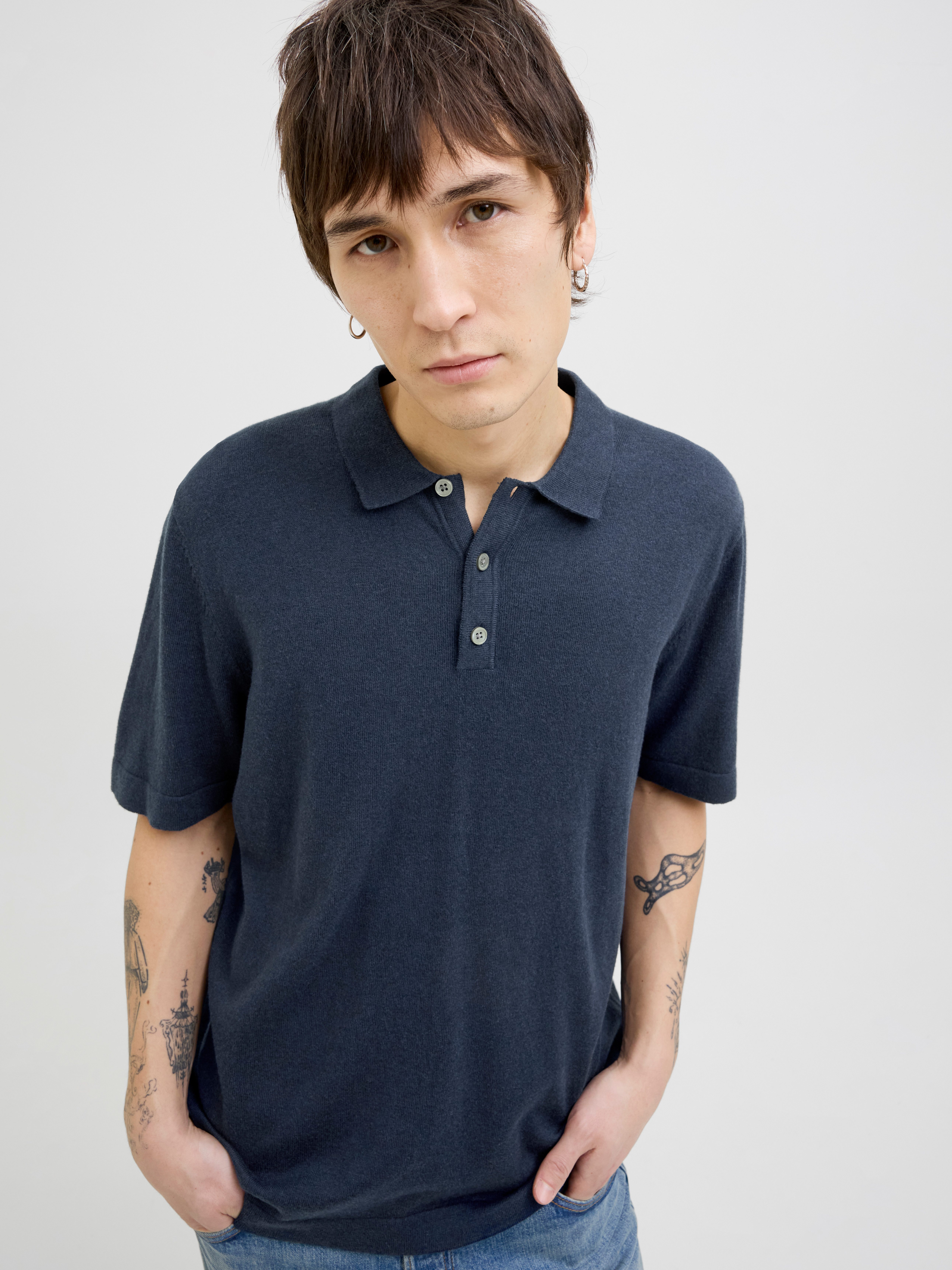 Jack & Jones Trui met korte mouwen JJEEMIL KNIT RELAXED POLO SS SN