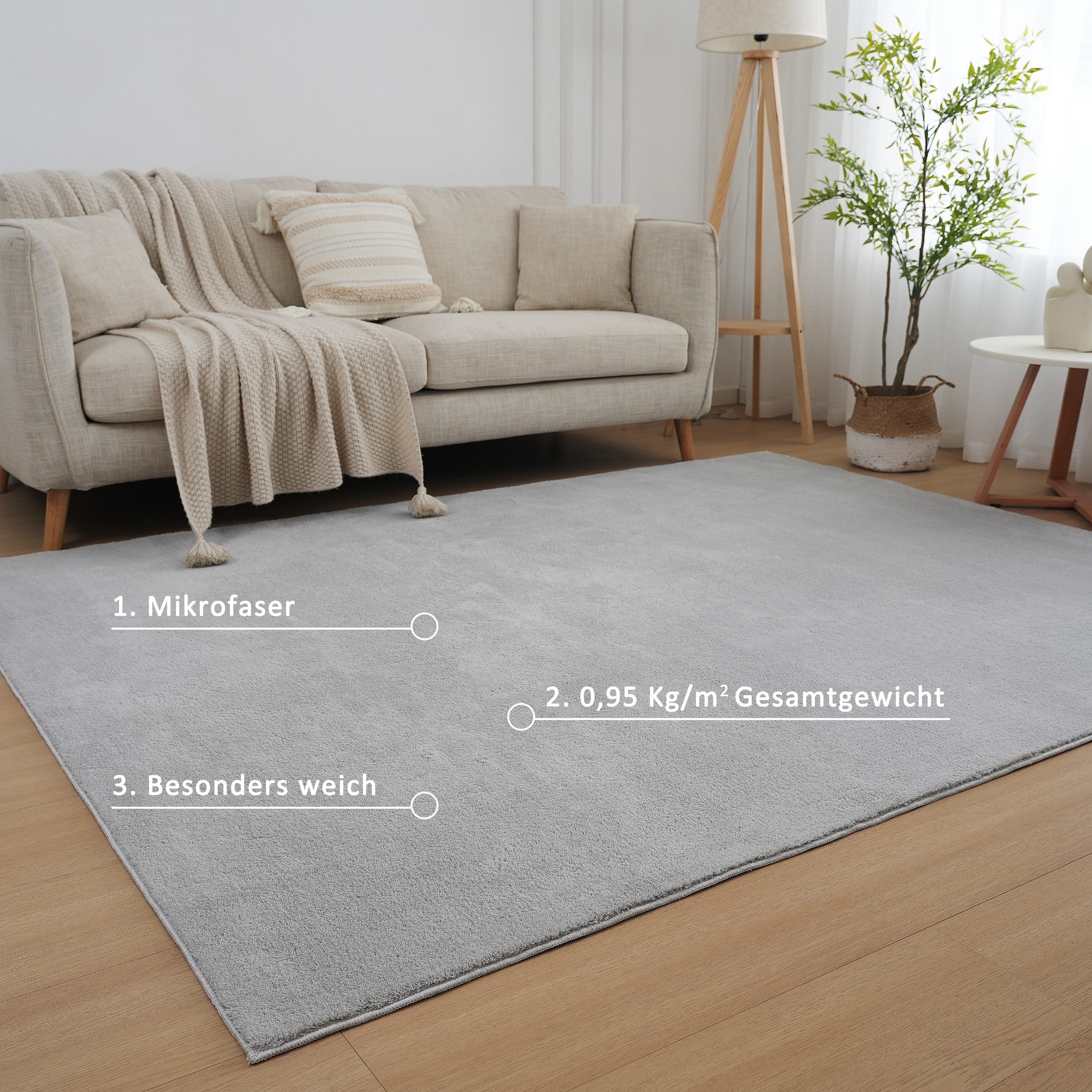 my home Vloerkleed Cali light, kunstbont tapijt Effen kleuren, knuffelig en zacht, wasbaar, woonkamer, slaapkamer