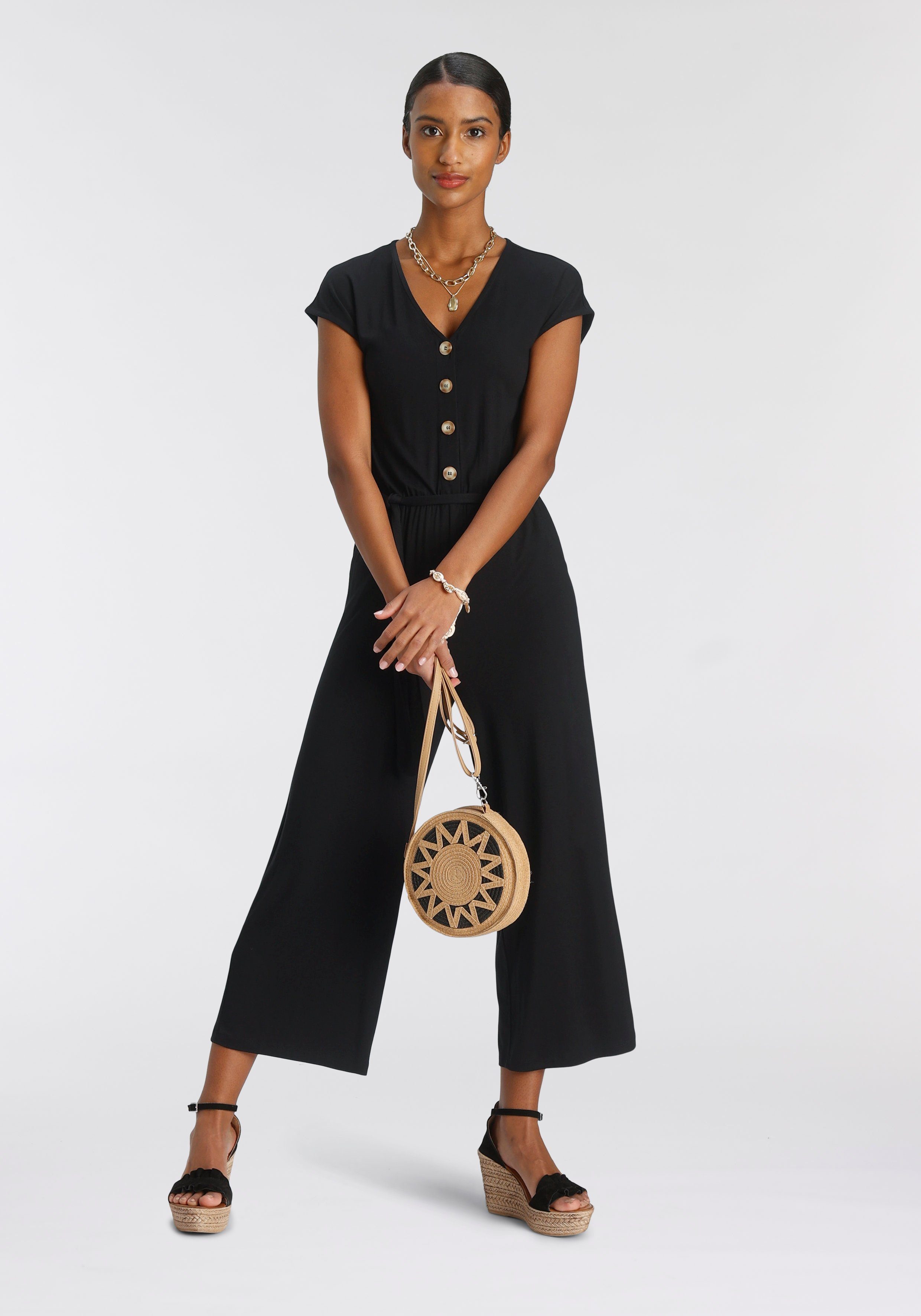 Tamaris Jumpsuit in culotte-stijl met knoopsluiting