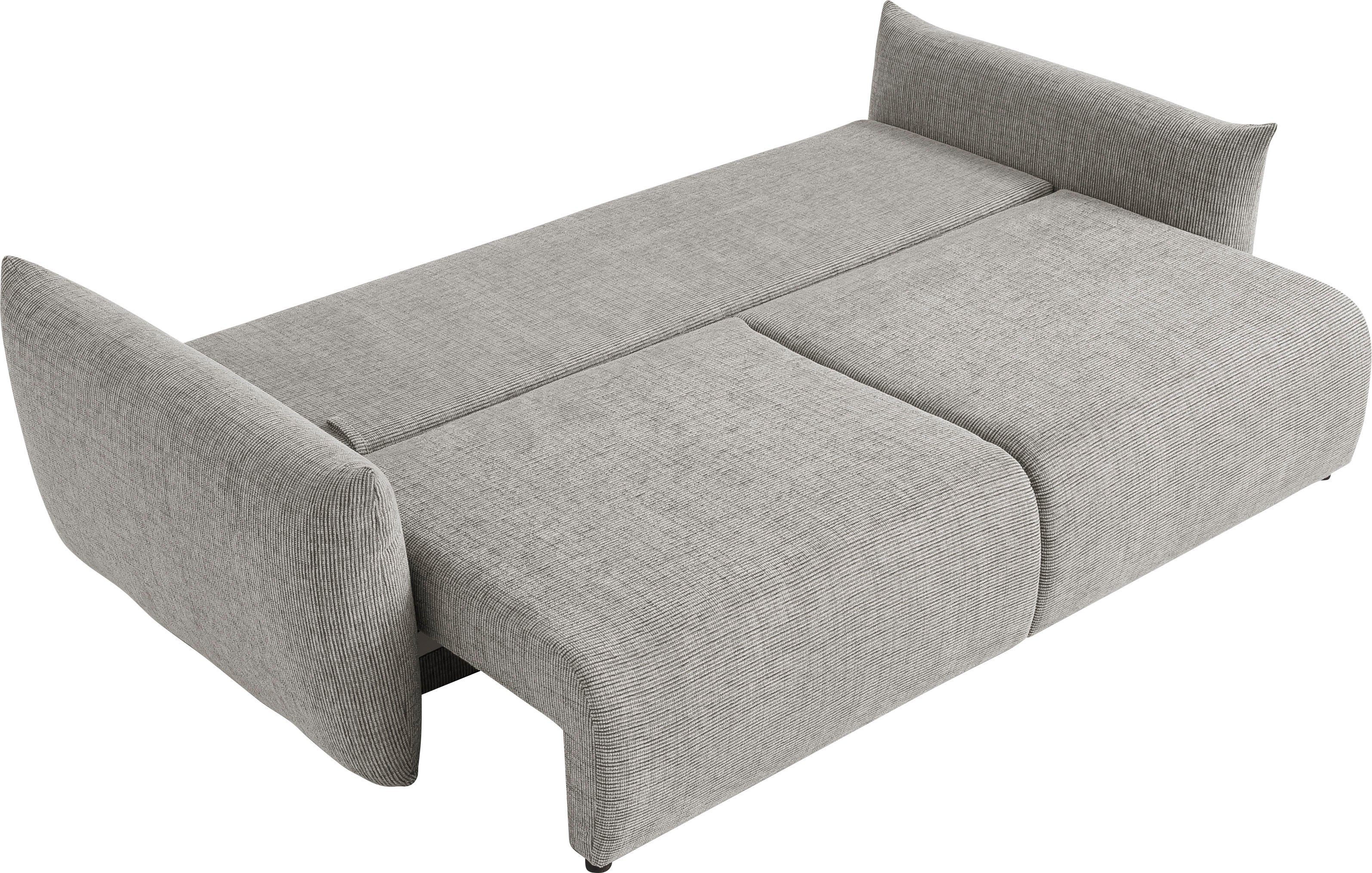 INOSIGN 3-zitsbank MAVAS slaapbank met bedlade ca. 240/108 cm (ligoppervlak 212/145 cm), ribfluweel, chenille, structuur