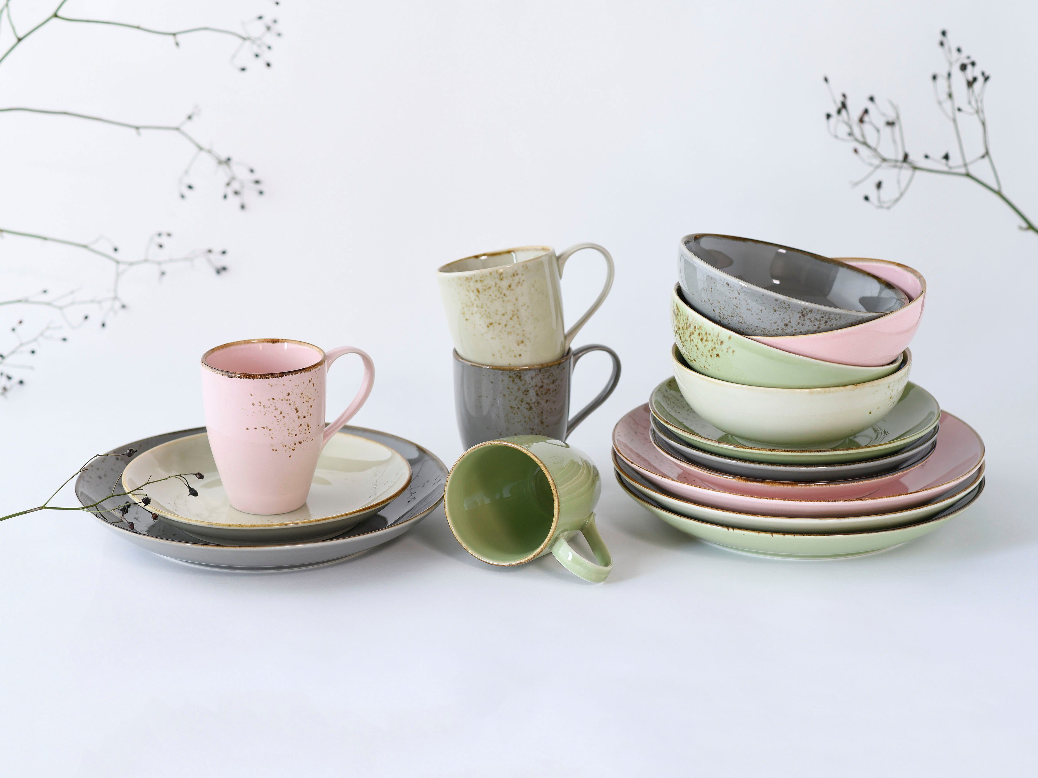 CreaTable Combi-servies Servies-set NATURE COLLECTION Vintage Garden (16-delig)