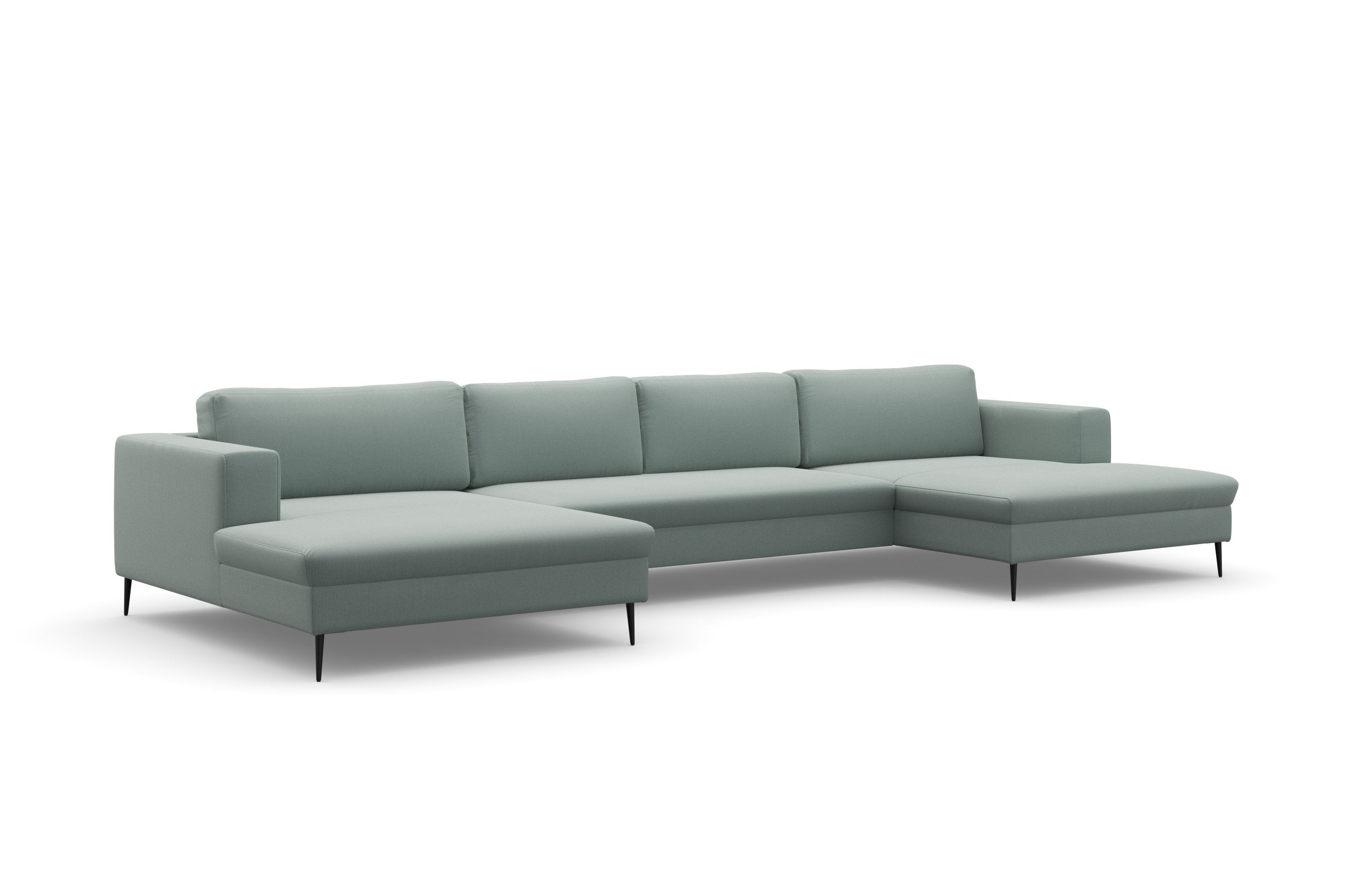DOMO collection Zithoek Modica U-vorm XXL, in een moderne look met 2 royale récamiers, ook in cord