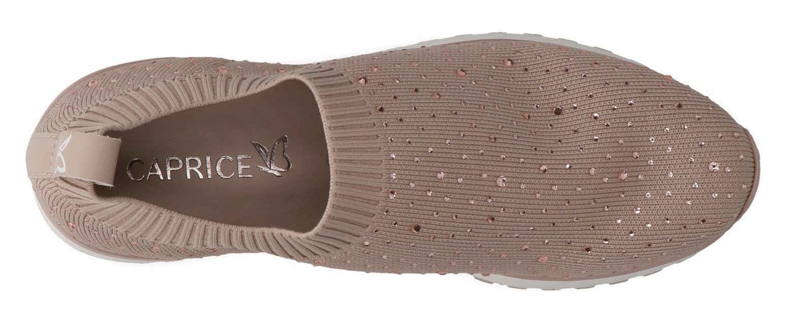 Caprice Slip-on sneakers slipper, vrijetijdsschoen, lage schoen met fonkelende strass-steentjes
