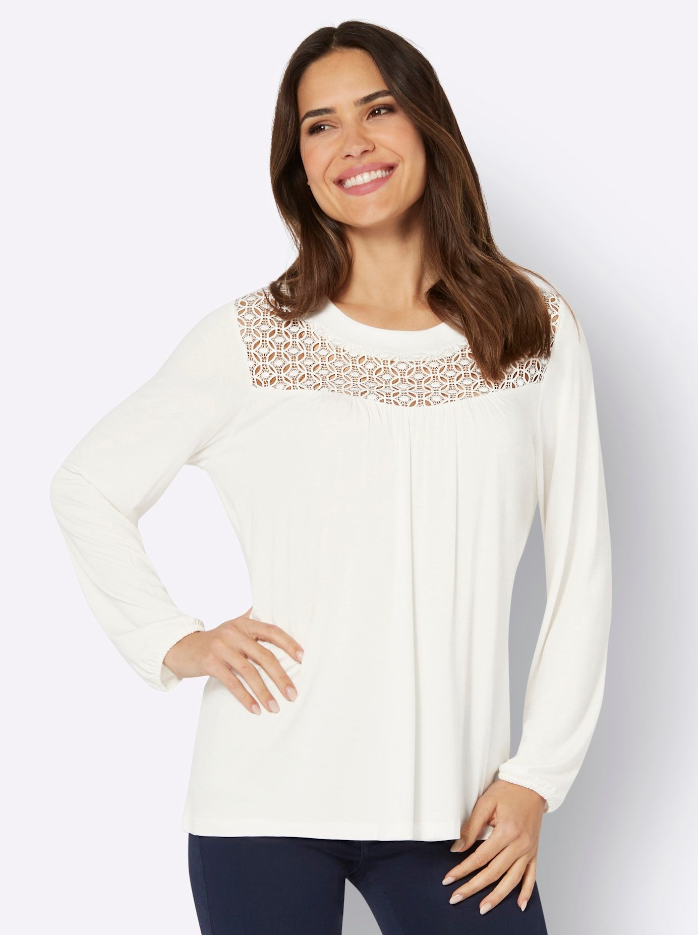 Classic Basics Kanten Shirt met lange mouwen (1-delig) shop je bij - Main Image