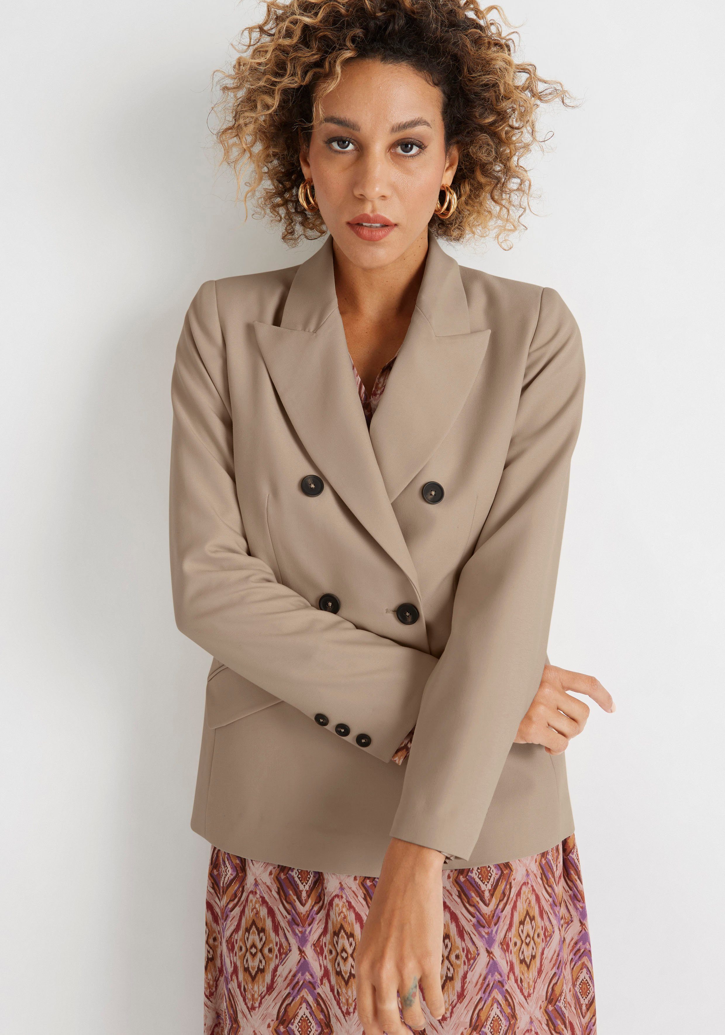 hechter paris jasje met dubbele knoopsluiting beige