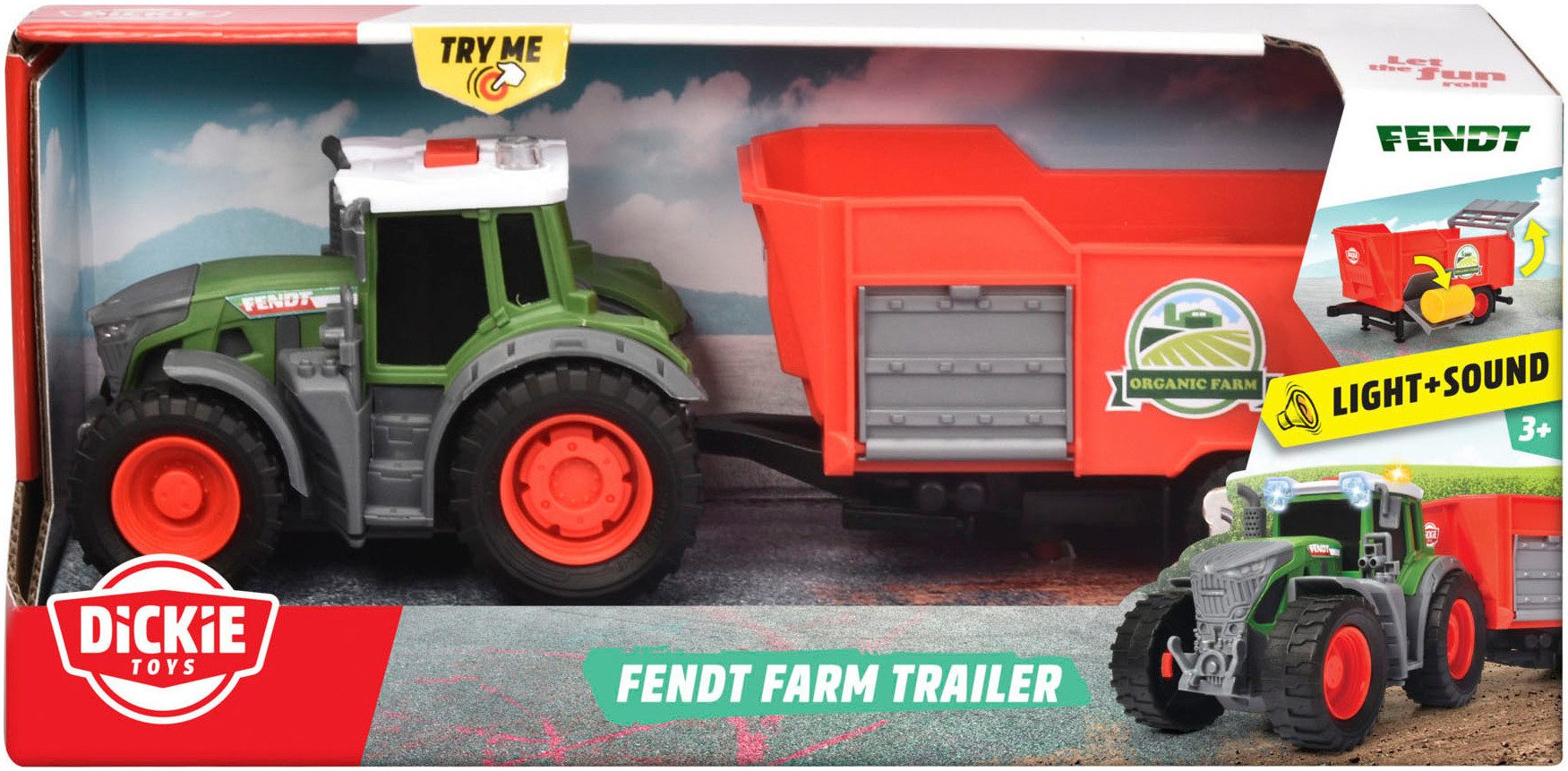 Dickie Toys Speelgoed-tractor Fendt farm trailer met licht en geluid