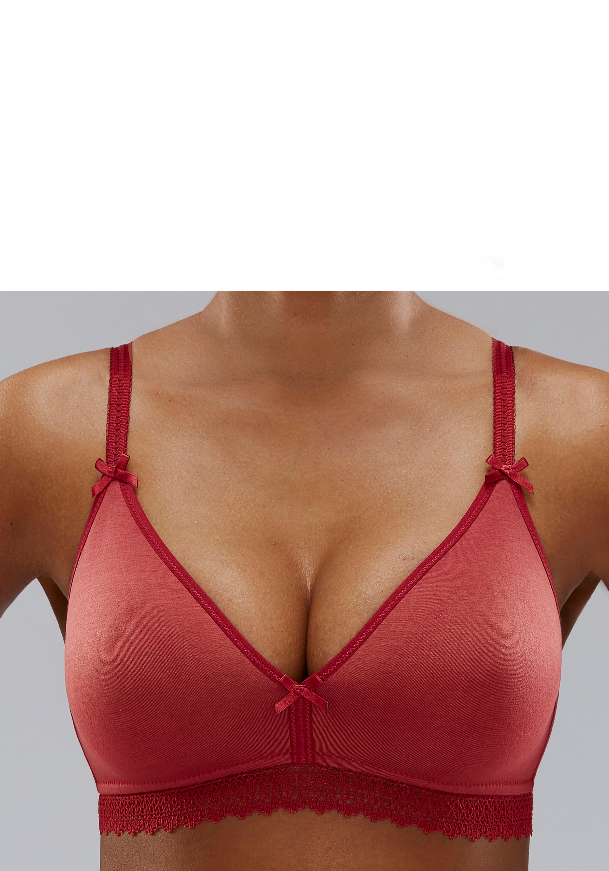 Petite fleur Bralette-bh zonder beugels met kanten band, gemaakt van zacht katoen, basic lingerie (Set van 2)