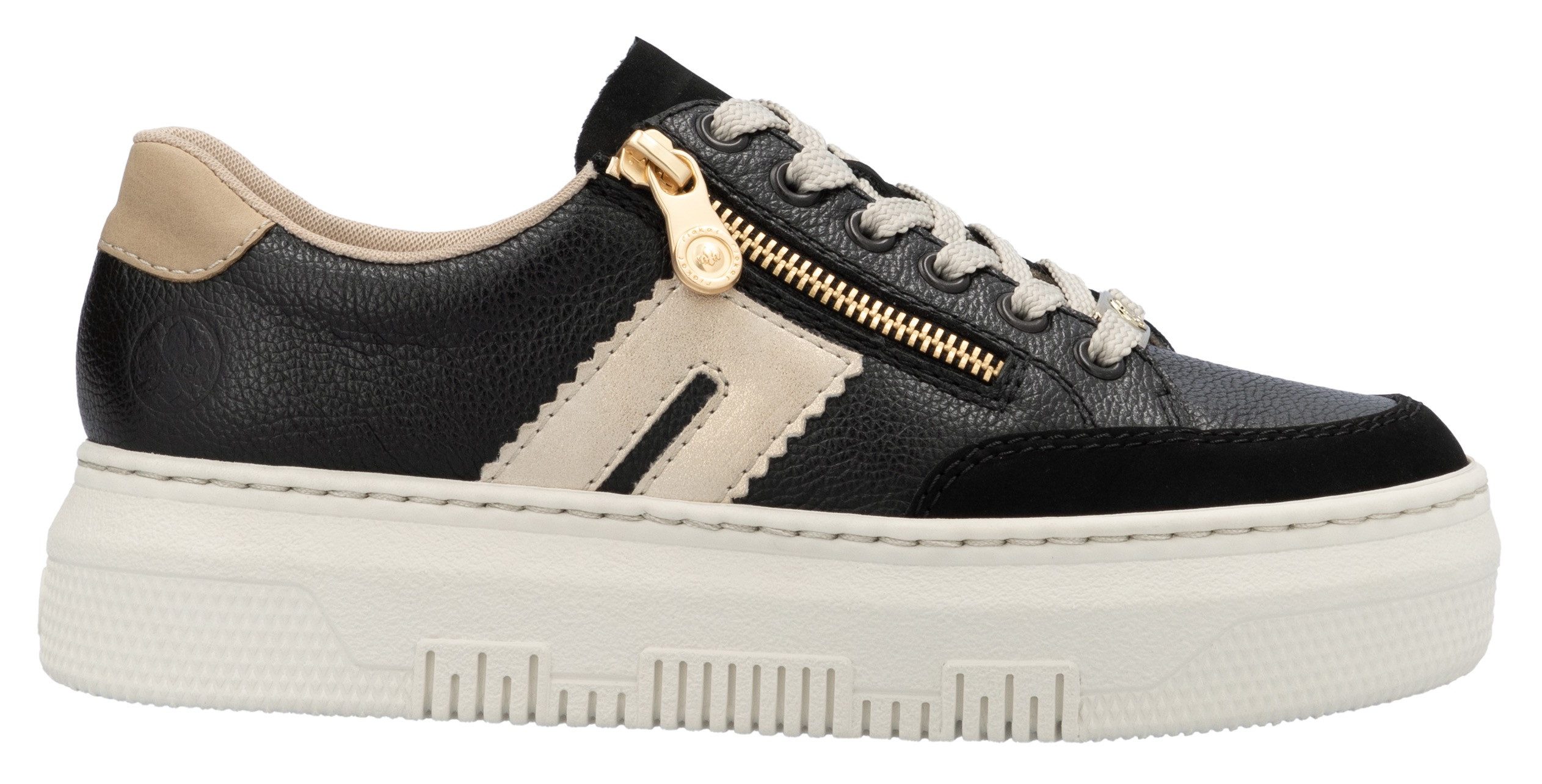 Rieker Plateausneakers , veterschoenen, lage schoen, vrijetijdsschoen met zijrits