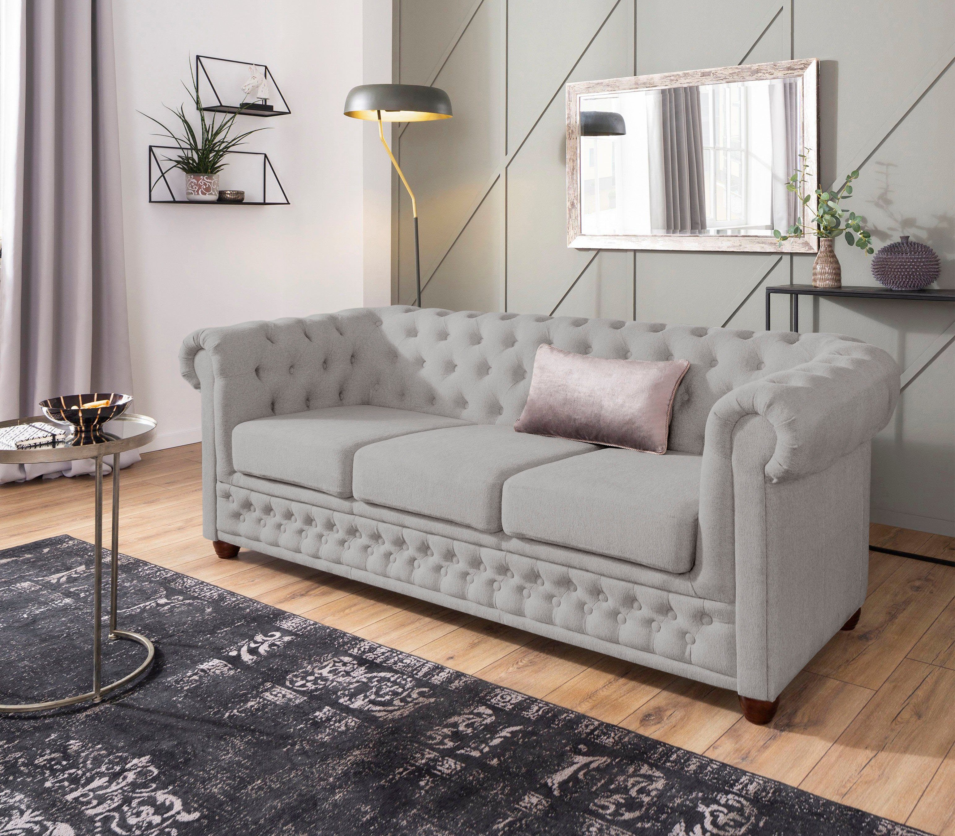 Home affaire Chesterfield-bank New Castle met hoogwaardige capitonnage in chesterfield-design, bxdxh: 203x86x72