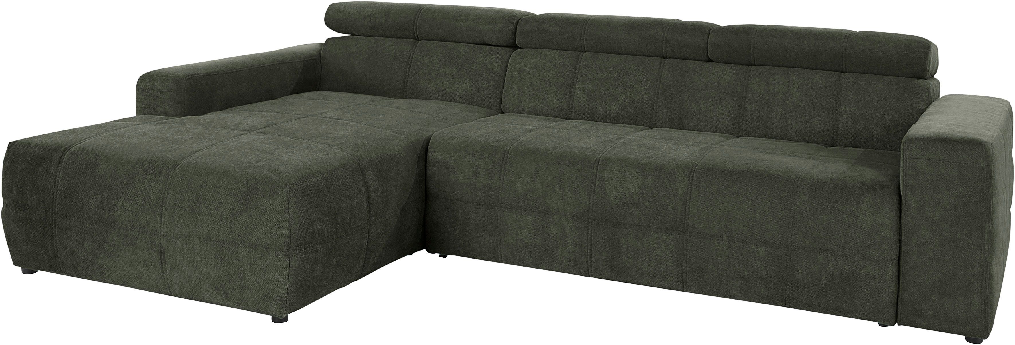 DOMO collection Hoekbank Brandon B/D/H: 289/177/80 cm, keuze met zitdiepteverstelling, L-vorm